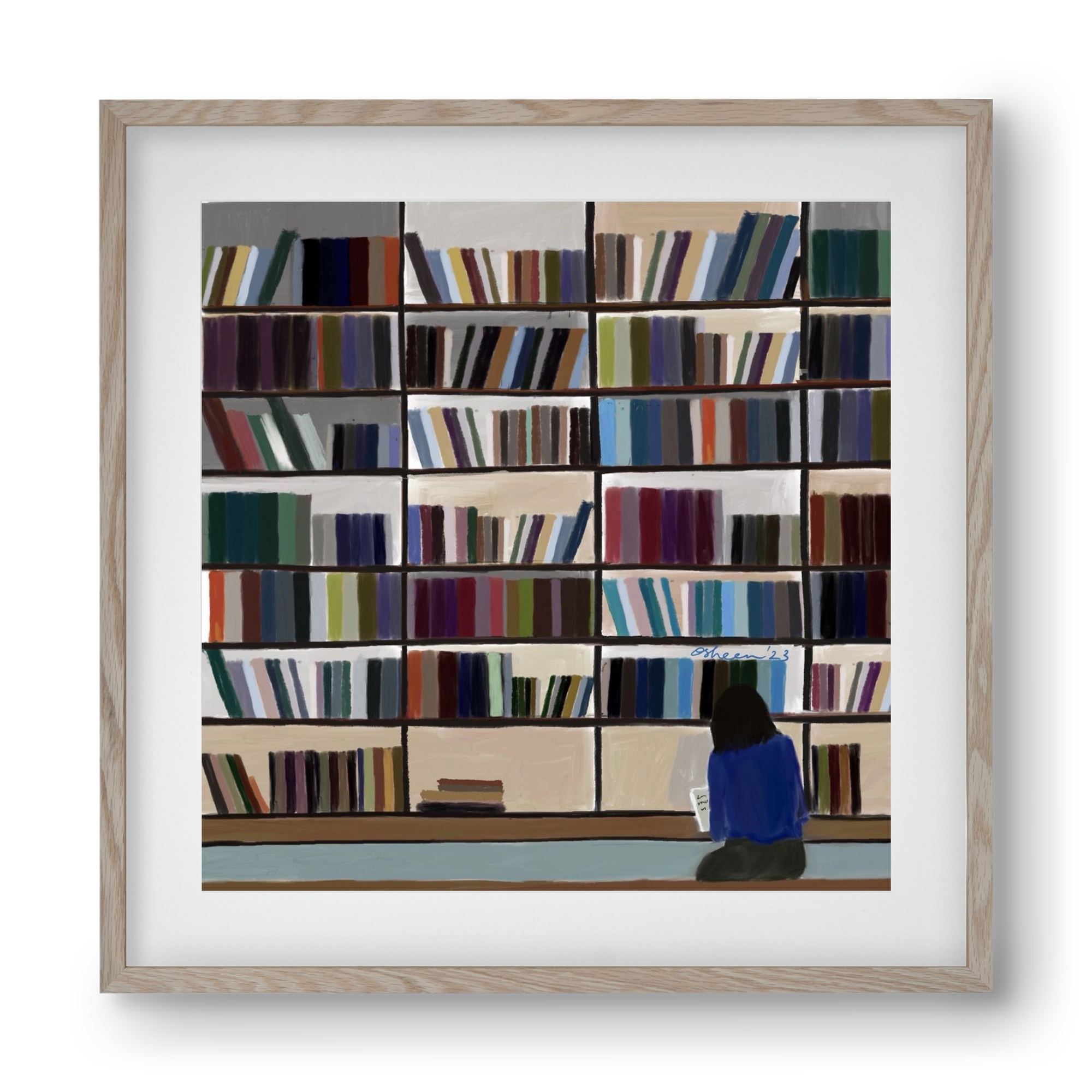 CONTEMPLATING, 40x40 cm (30x30 cm), Tölgy keret, paszpartuval