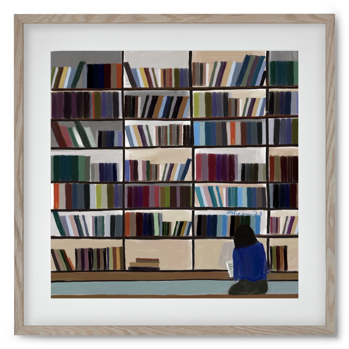 CONTEMPLATING, 50x50 cm (40x40 cm), Tölgy keret, paszpartuval