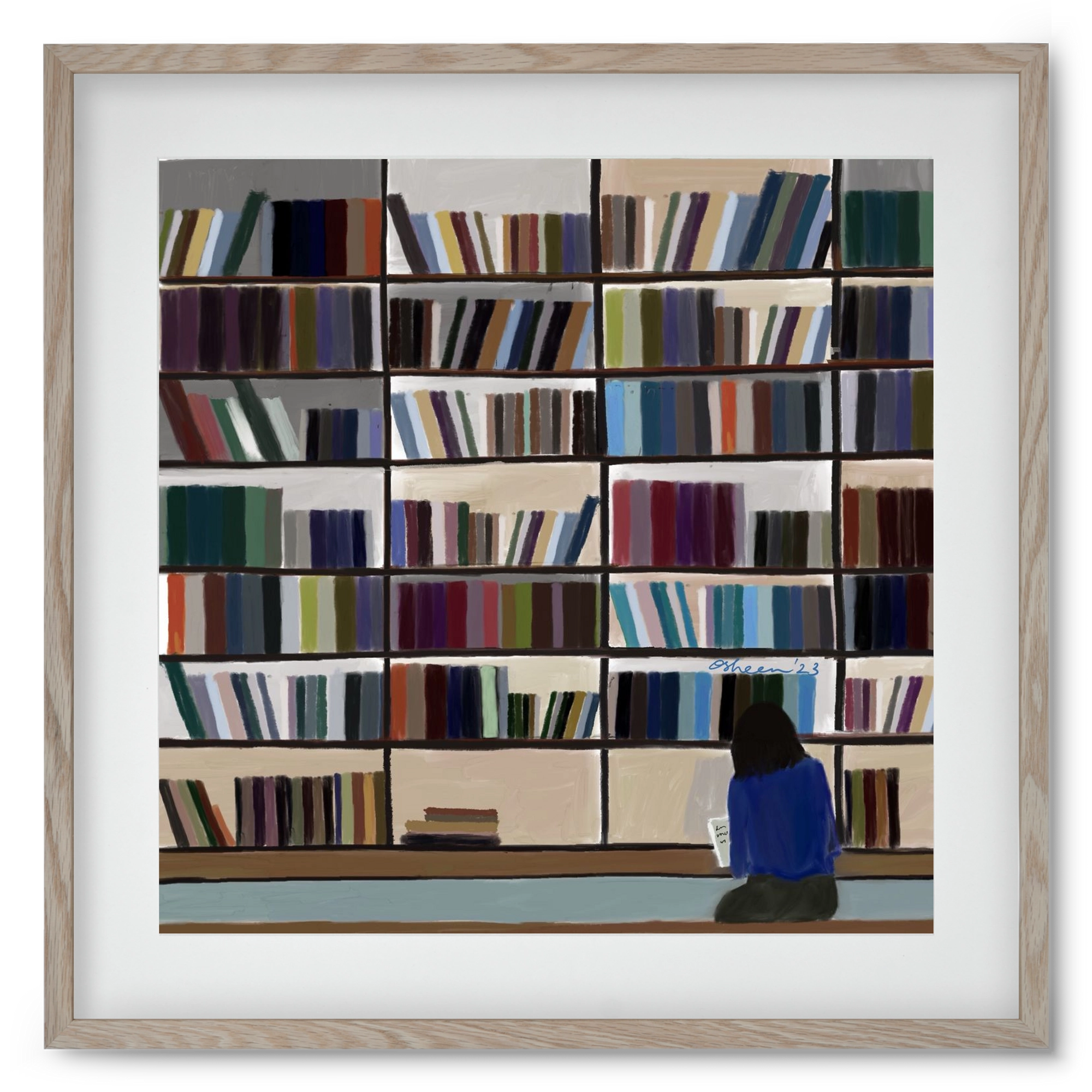 CONTEMPLATING, 50x50 cm (40x40 cm), Tölgy keret, paszpartuval