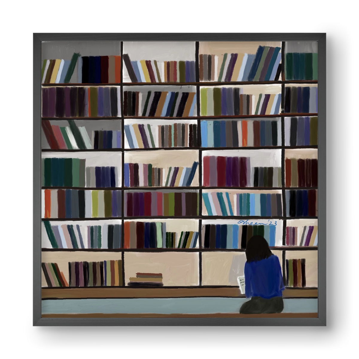 CONTEMPLATING, 40x40 cm (40x40 cm), Fekete keret