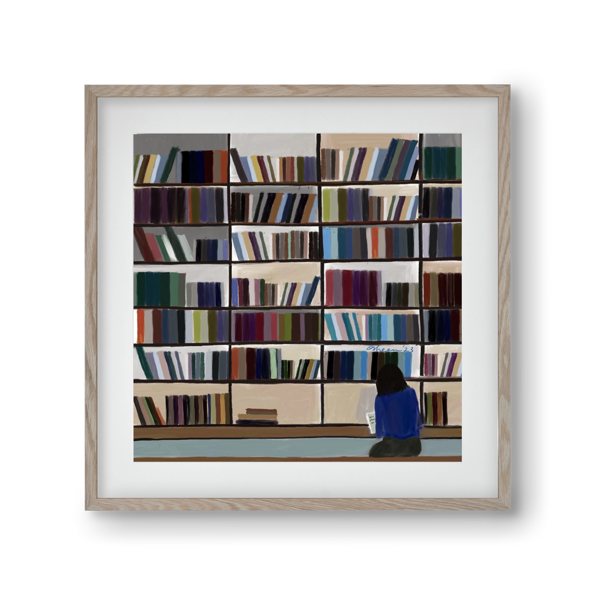 CONTEMPLATING, 30x30 cm (20x20 cm), Tölgy keret, paszpartuval