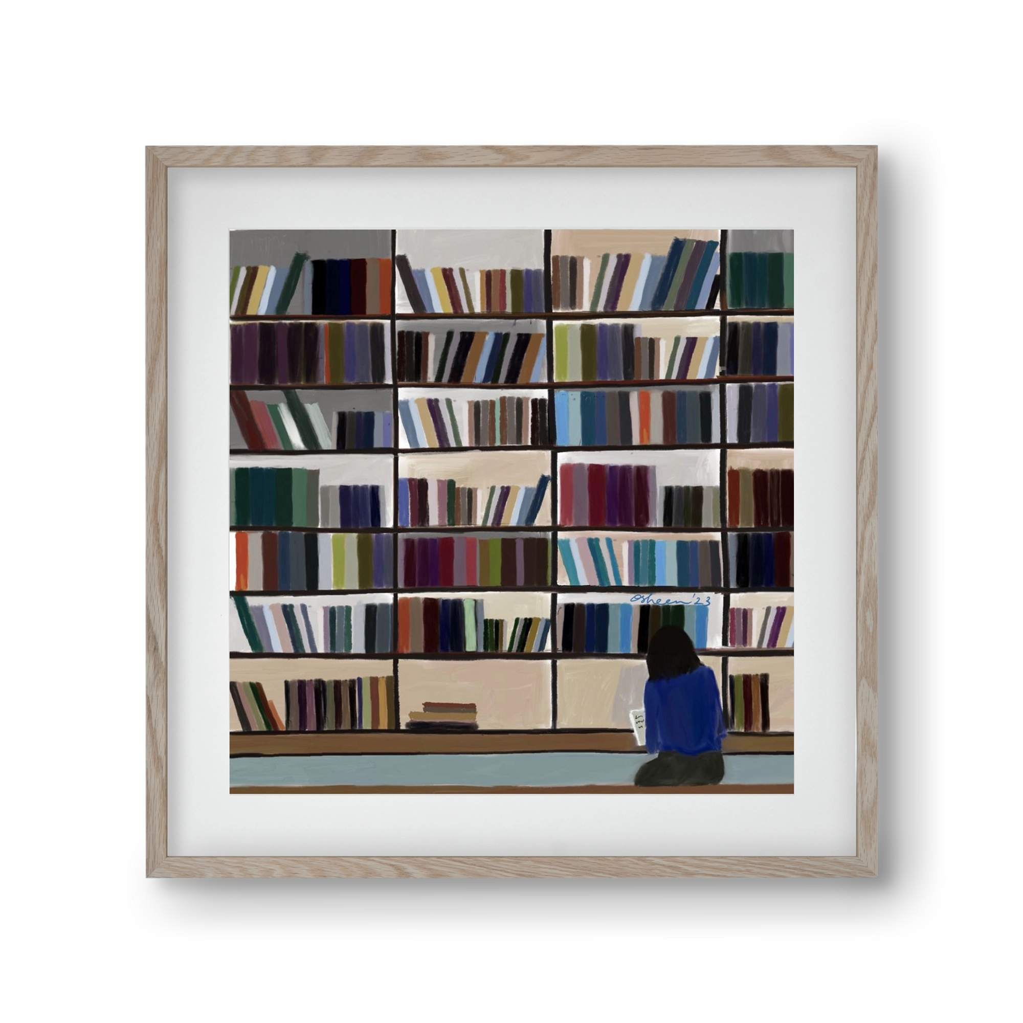 CONTEMPLATING, 30x30 cm (20x20 cm), Tölgy keret, paszpartuval