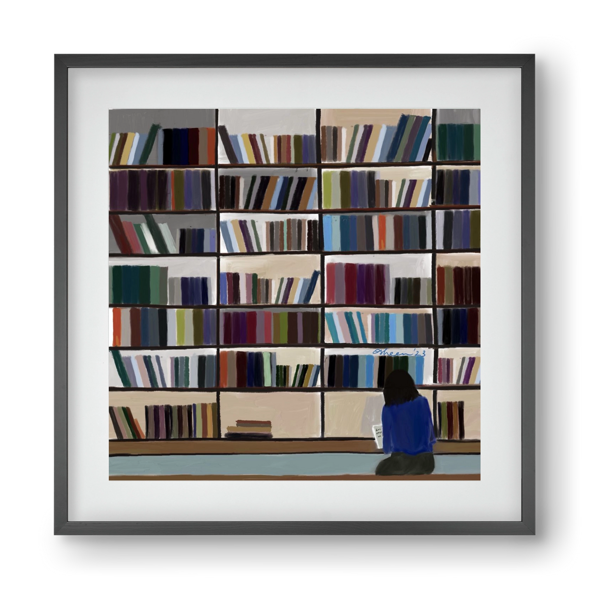 CONTEMPLATING, 40x40 cm (30x30 cm), Fekete keret, paszpartuval