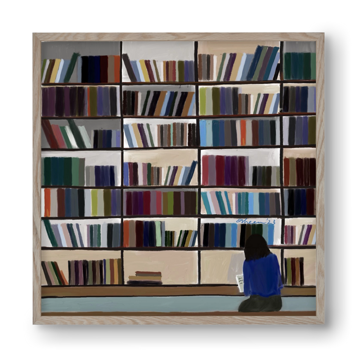 CONTEMPLATING, 40x40 cm (40x40 cm), Tölgy keret