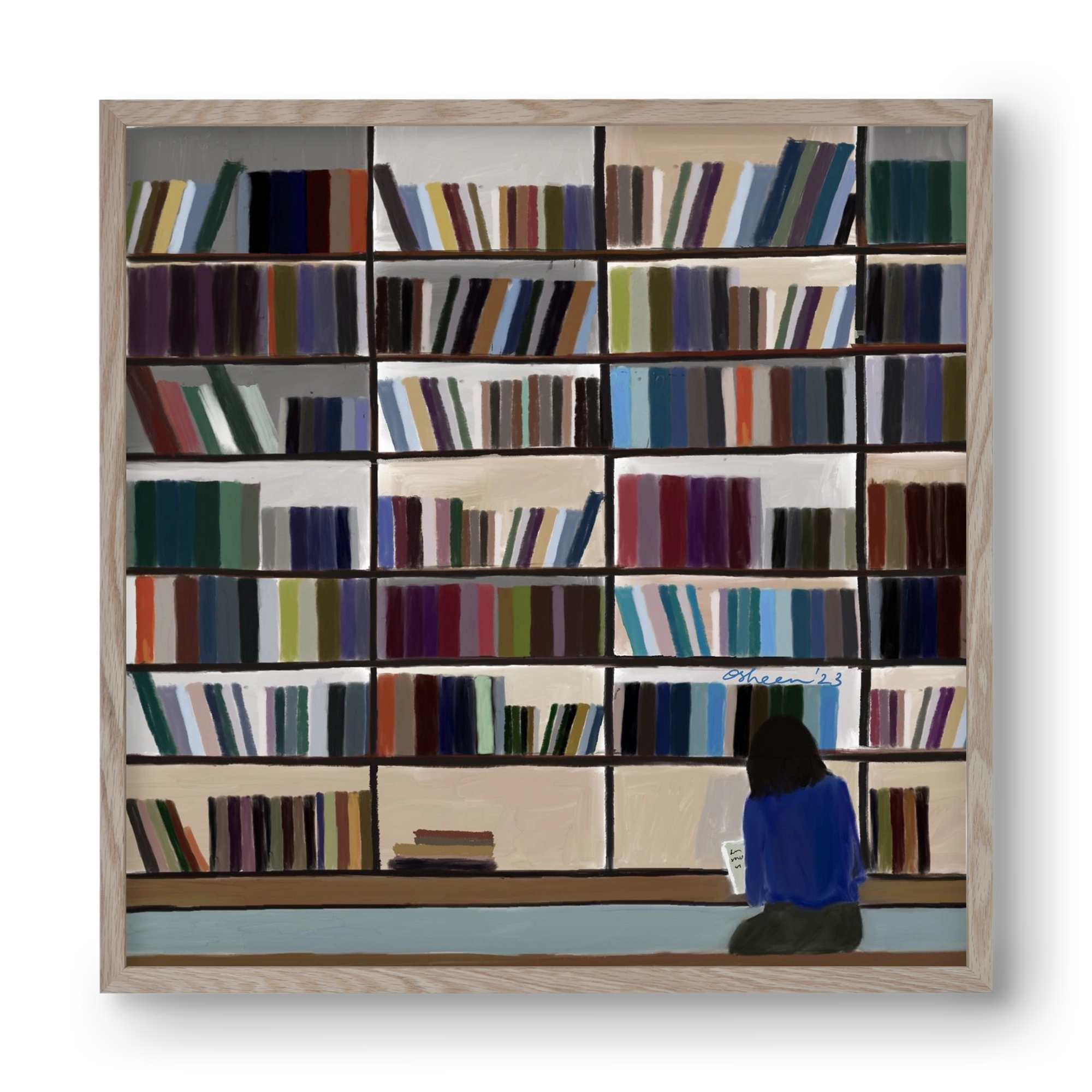 CONTEMPLATING, 40x40 cm (40x40 cm), Tölgy keret