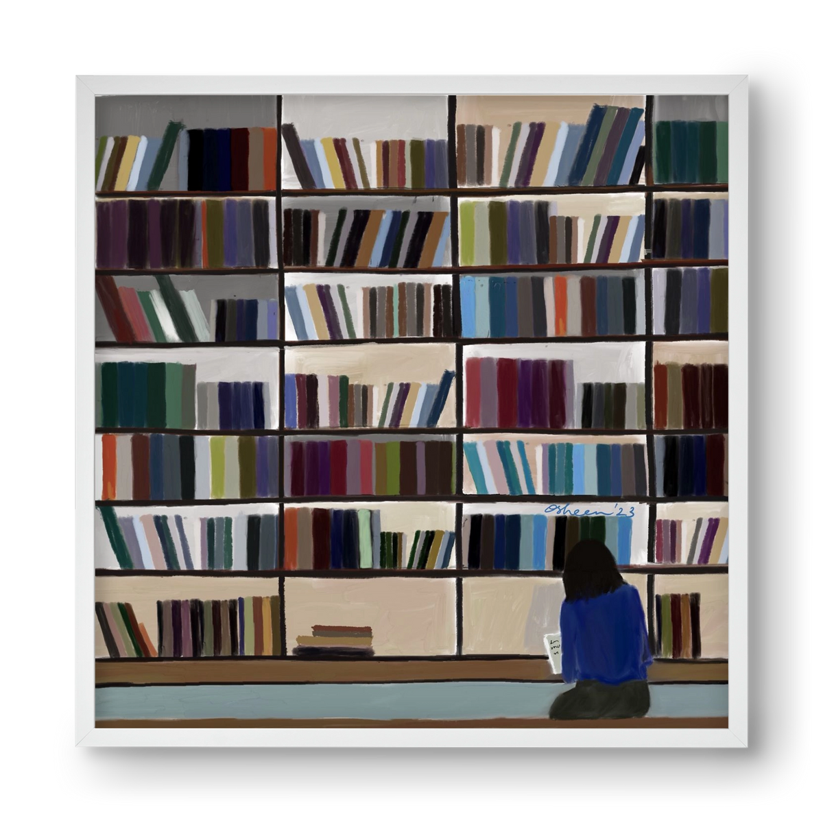 CONTEMPLATING, 40x40 cm (40x40 cm), Fehér keret