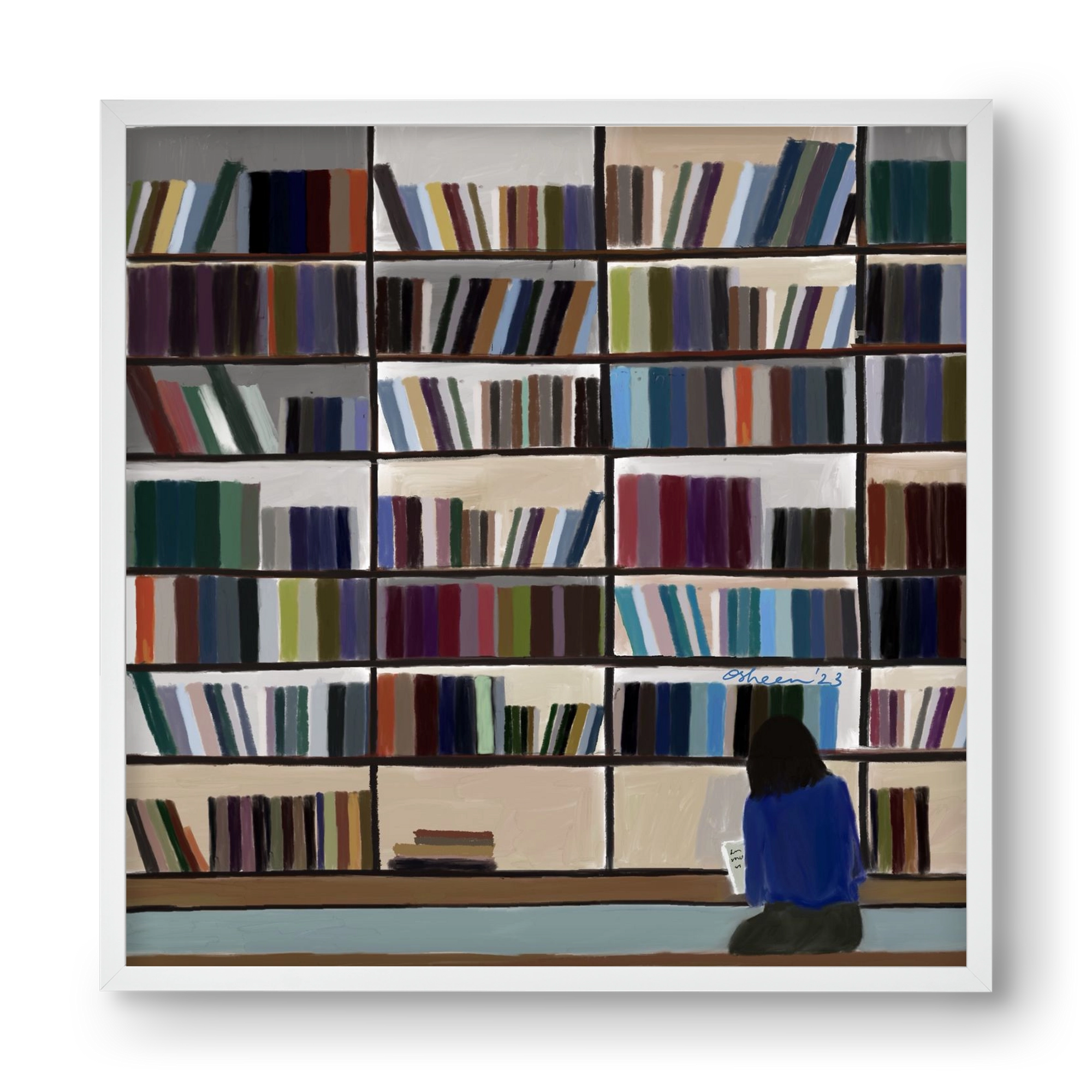 CONTEMPLATING, 40x40 cm (40x40 cm), Fehér keret