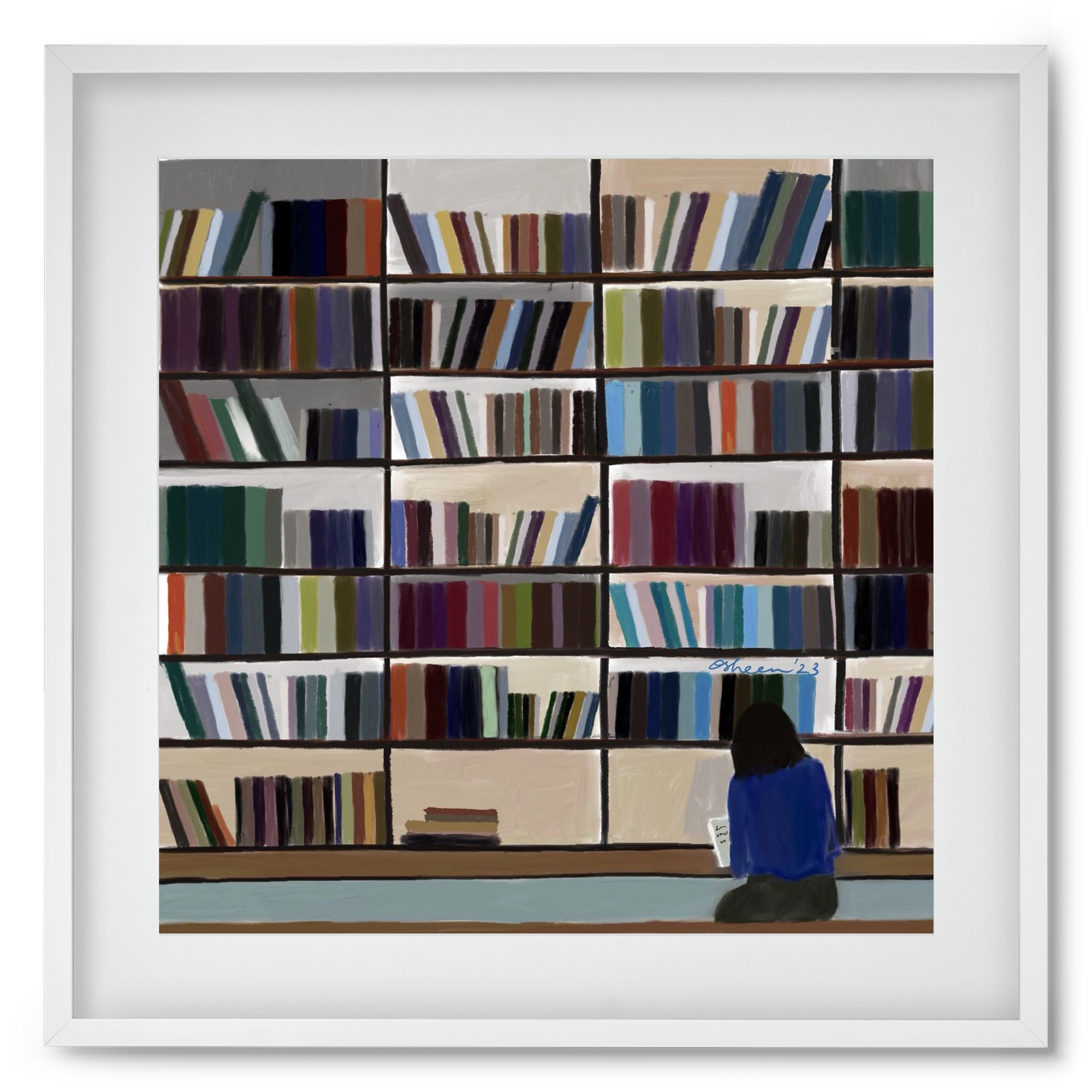 CONTEMPLATING, 50x50 cm (40x40 cm), Fehér keret, paszpartuval