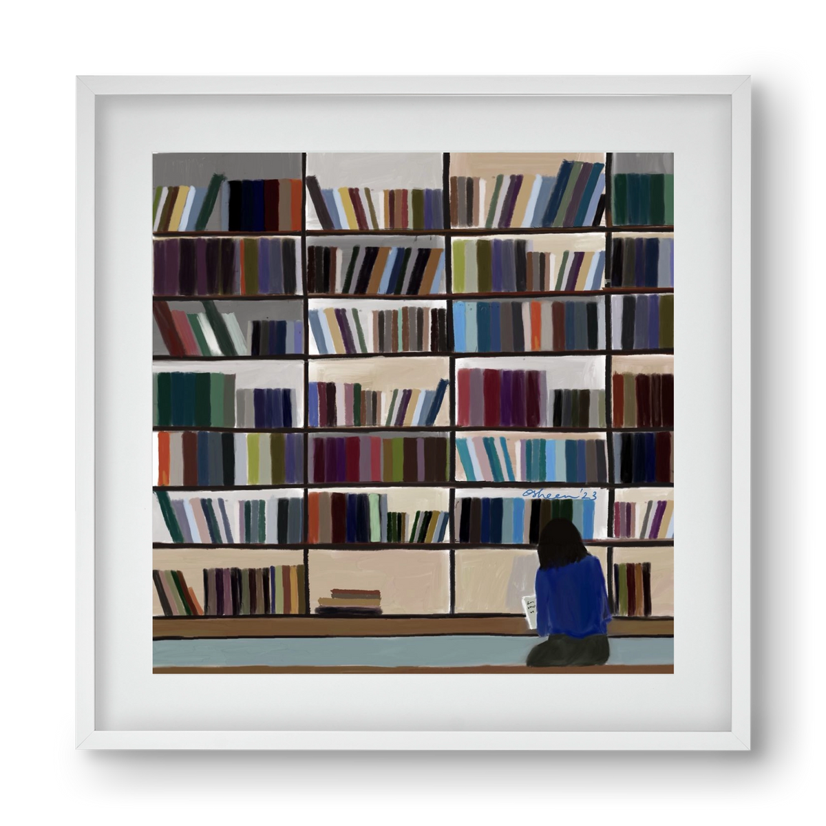 CONTEMPLATING, 40x40 cm (30x30 cm), Fehér keret, paszpartuval