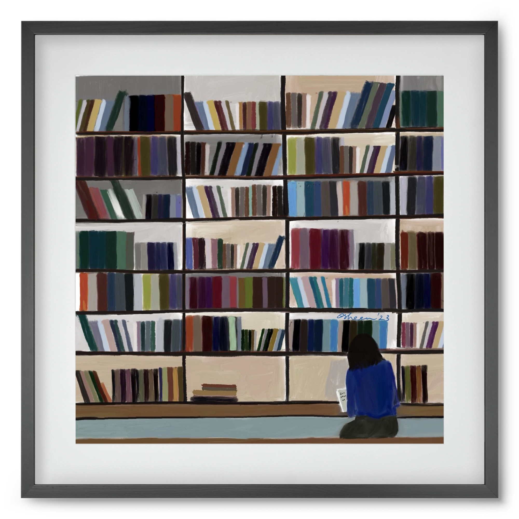 CONTEMPLATING, 50x50 cm (40x40 cm), Fekete keret, paszpartuval