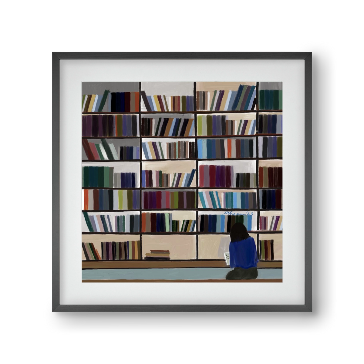 CONTEMPLATING, 30x30 cm (20x20 cm), Fekete keret, paszpartuval