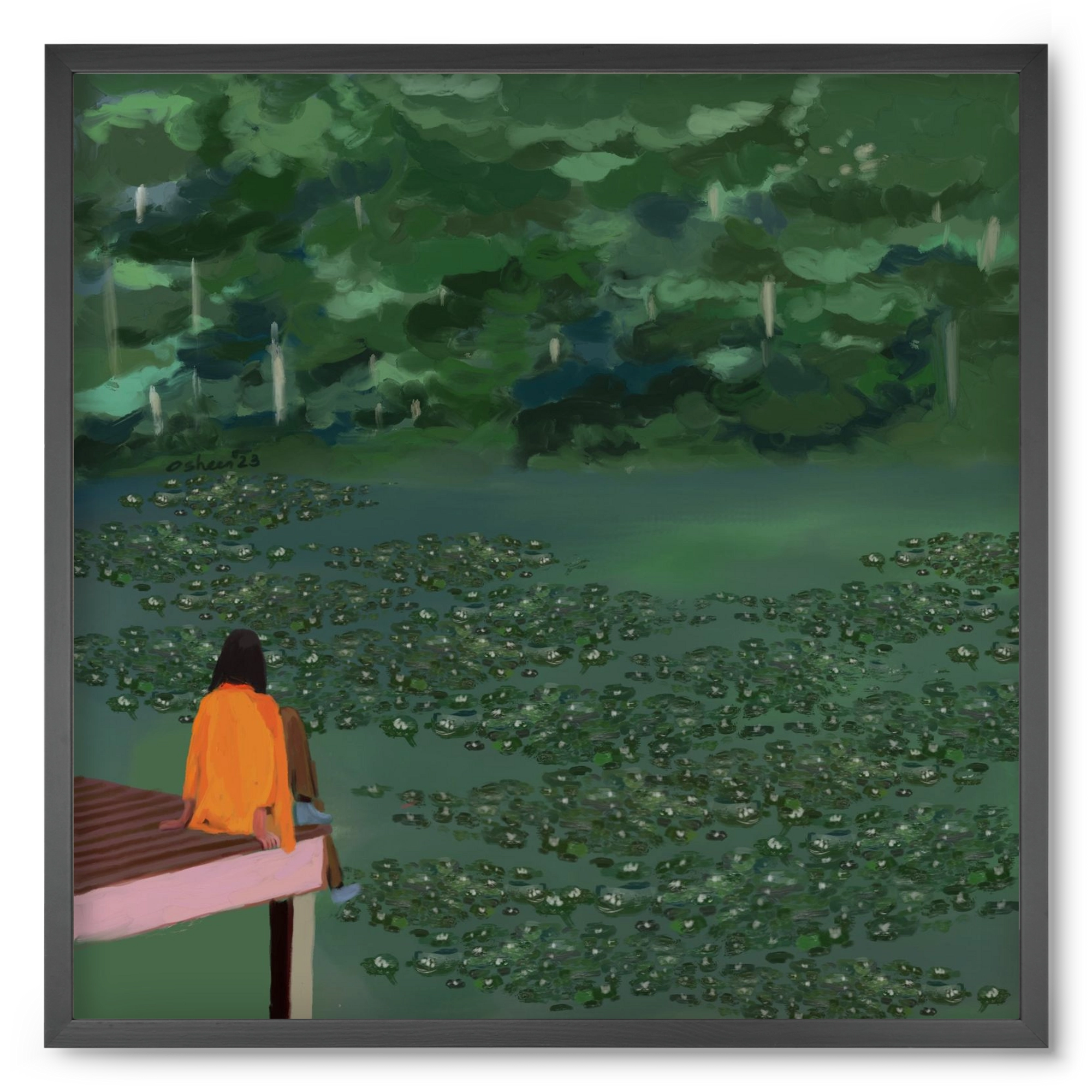 DAYDREAMING AT THE LAKE, 50x50 cm (50x50 cm), Fekete keret