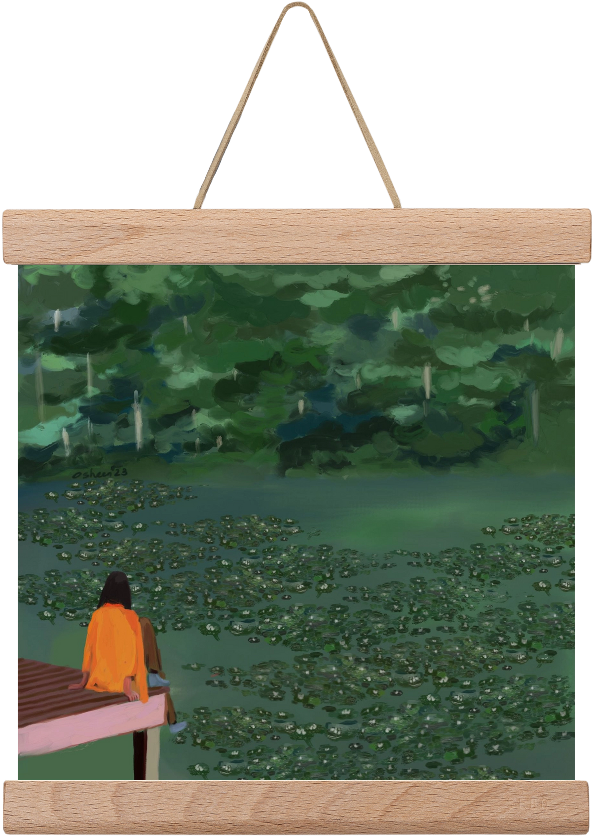 DAYDREAMING AT THE LAKE, 20x20 cm (20x20 cm), Tölgy akasztó