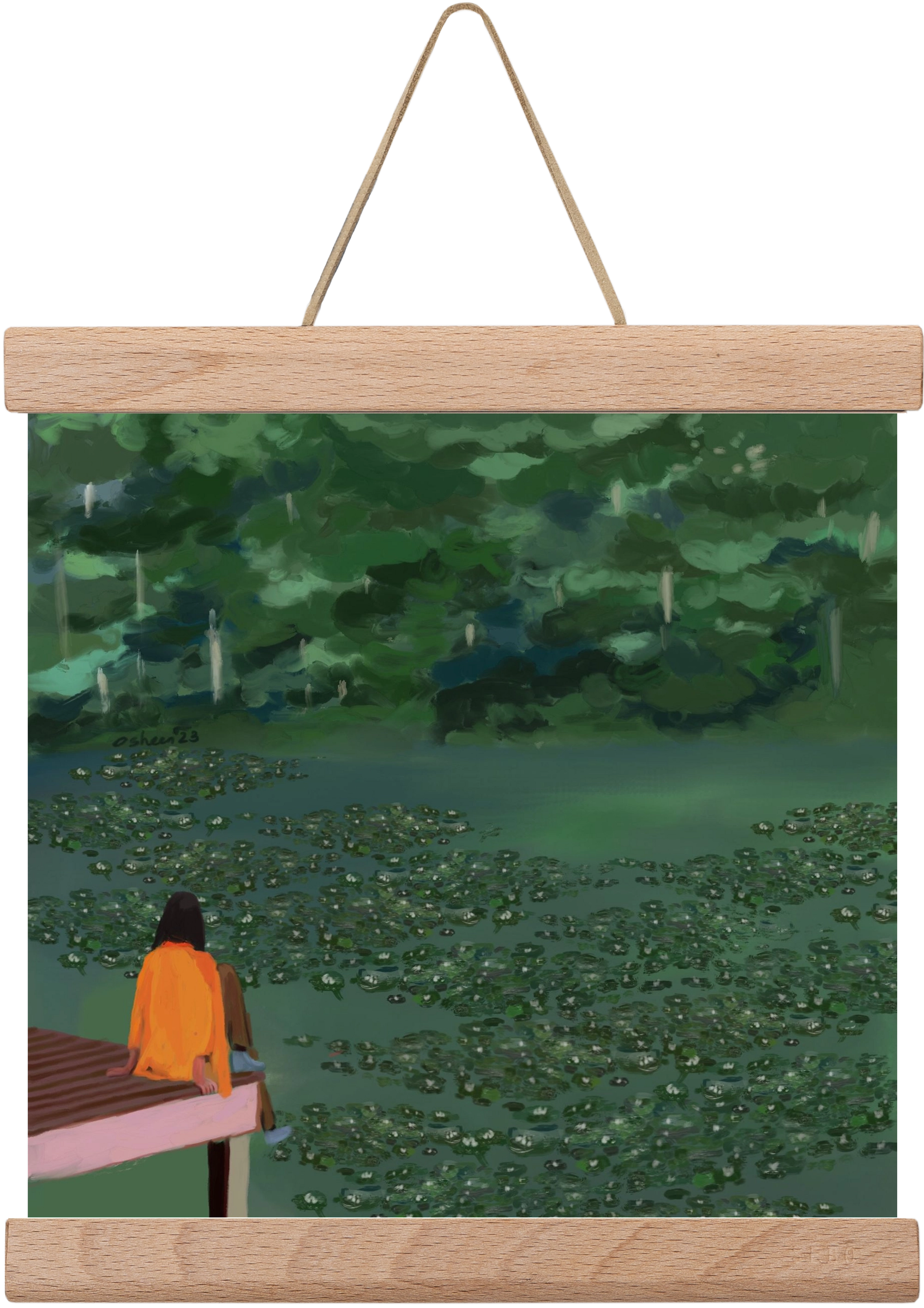 DAYDREAMING AT THE LAKE, 20x20 cm (20x20 cm), Tölgy akasztó