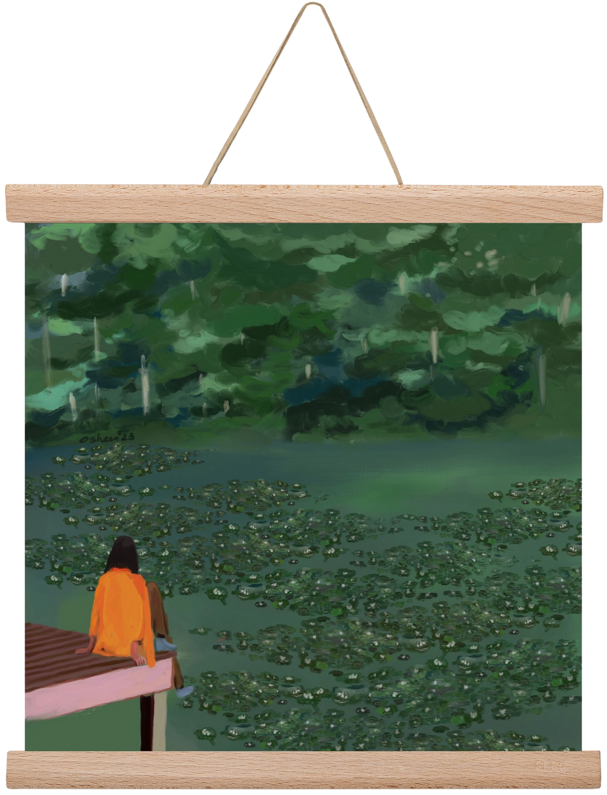 DAYDREAMING AT THE LAKE, 30x30 cm (30x30 cm), Tölgy akasztó