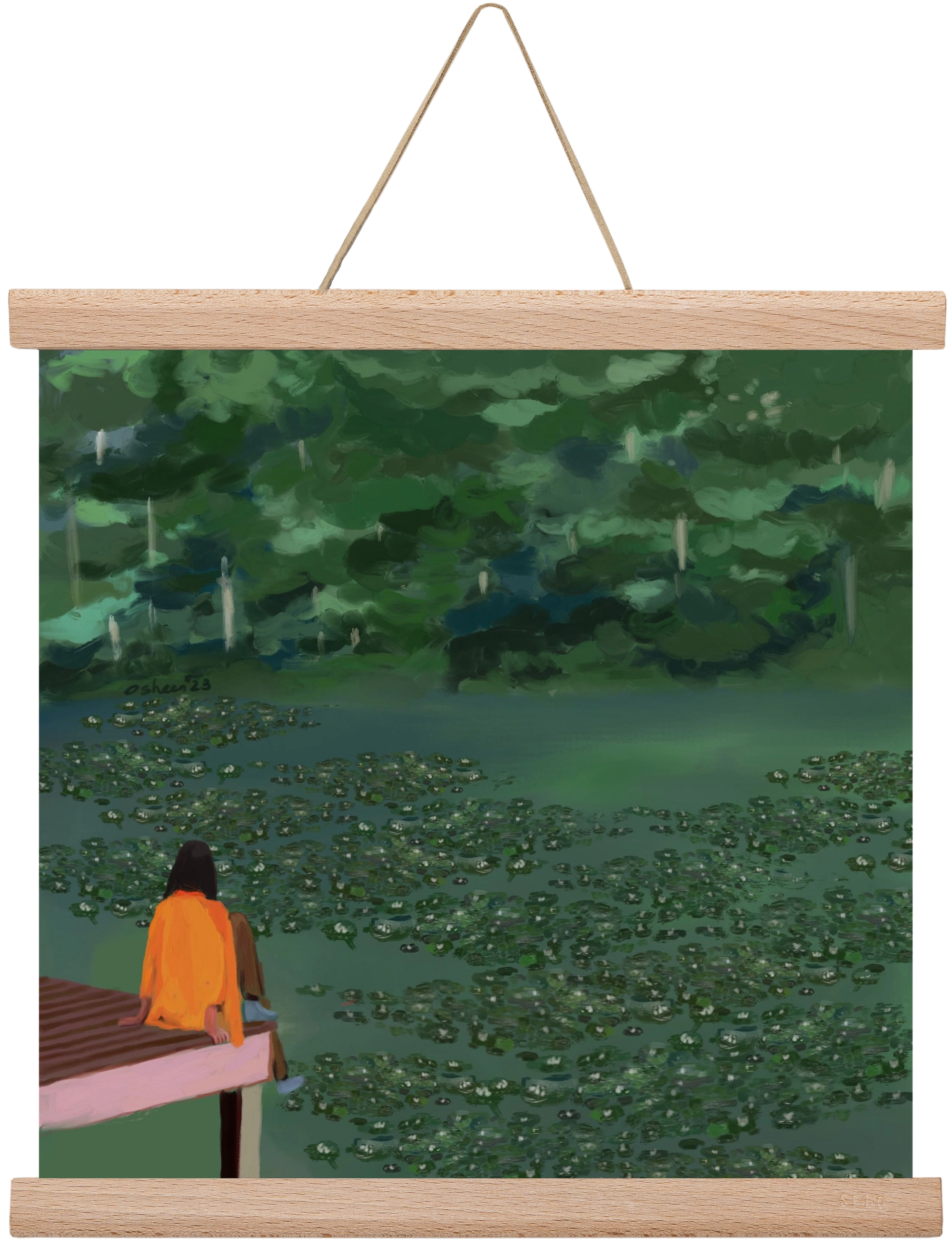 DAYDREAMING AT THE LAKE, 30x30 cm (30x30 cm), Tölgy akasztó