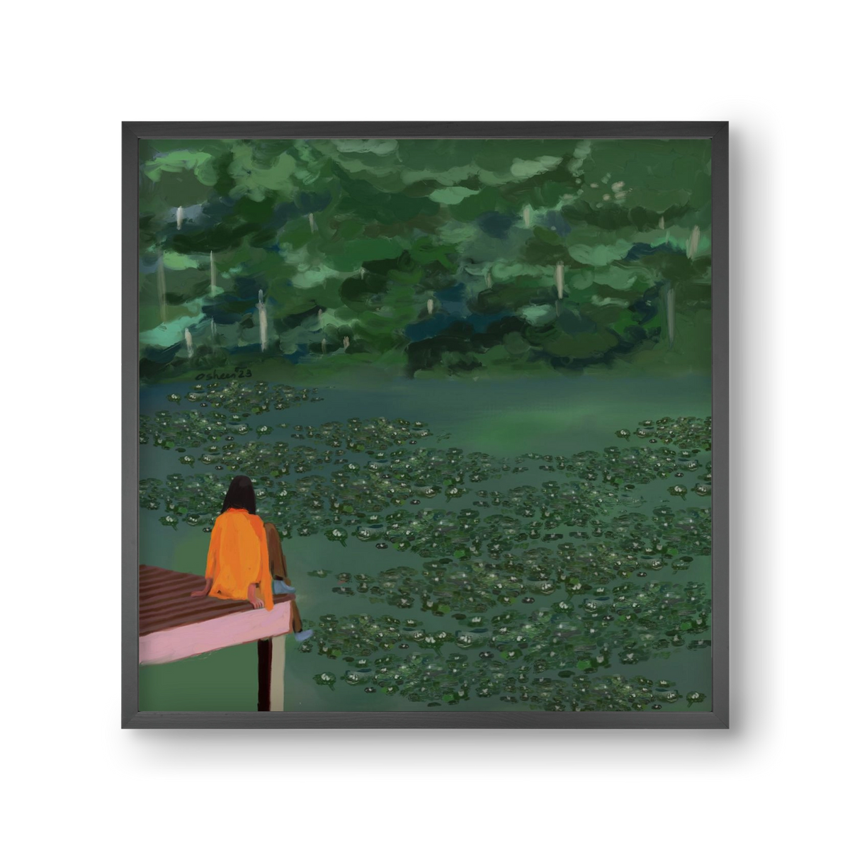 DAYDREAMING AT THE LAKE, 30x30 cm (30x30 cm), Fekete keret