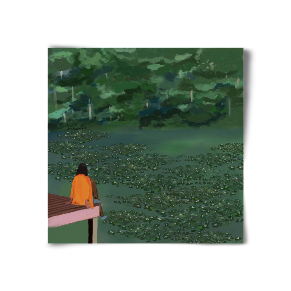 DAYDREAMING AT THE LAKE, 30x30 cm, Keret nélkül
