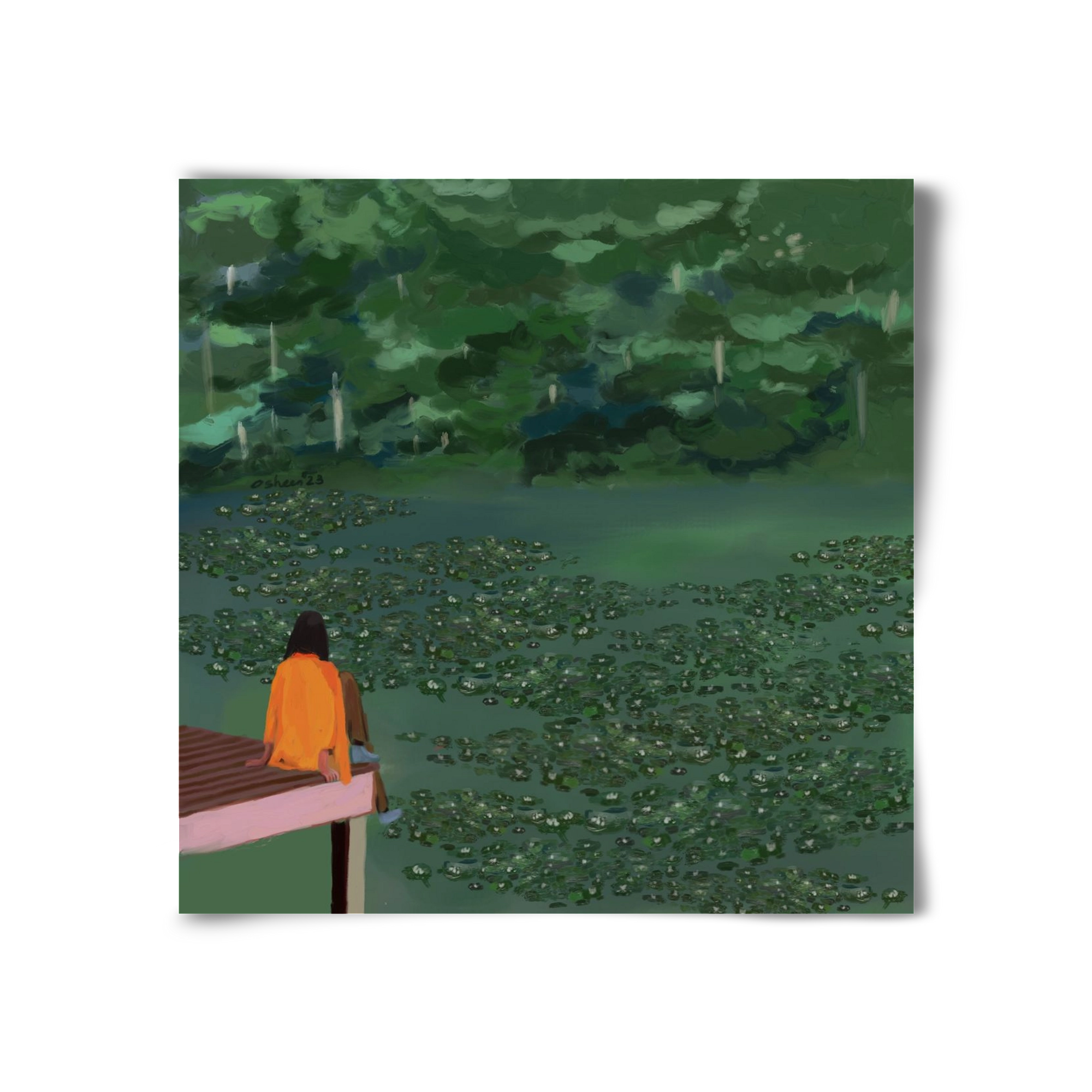 DAYDREAMING AT THE LAKE, 30x30 cm, Keret nélkül