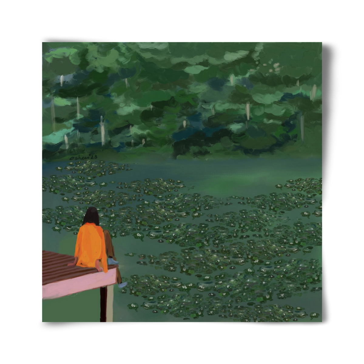 DAYDREAMING AT THE LAKE, 40x40 cm, Keret nélkül