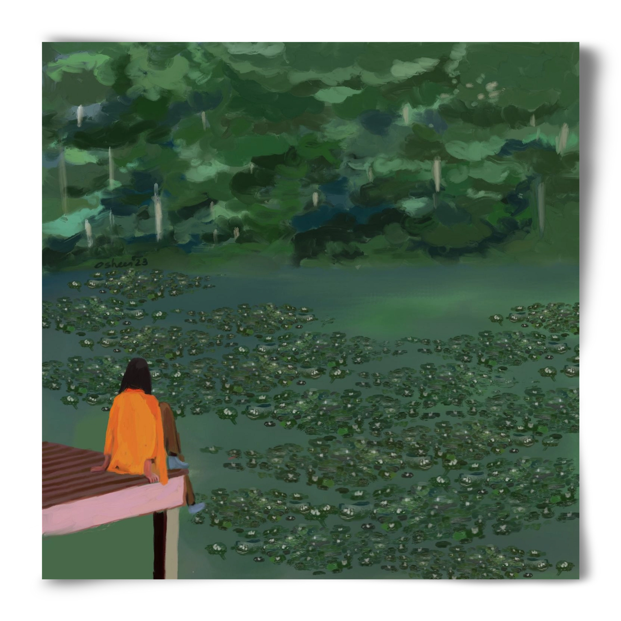 DAYDREAMING AT THE LAKE, 50x50 cm, Keret nélkül