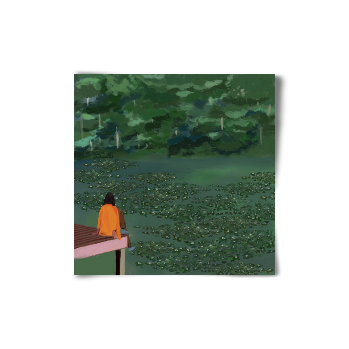 DAYDREAMING AT THE LAKE, 20x20 cm, Keret nélkül