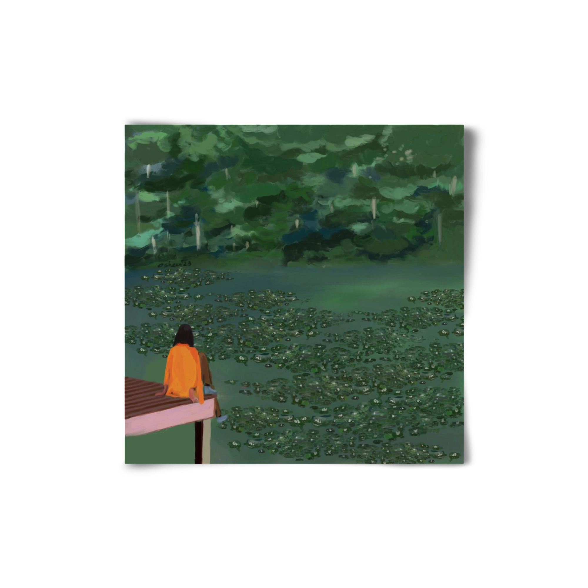DAYDREAMING AT THE LAKE, 20x20 cm, Keret nélkül