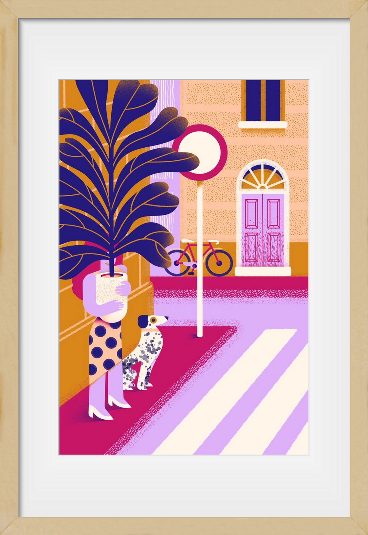 Plantmom and a dalmatian, 40x60 cm (30x45 cm), Tölgy keret, paszpartuval