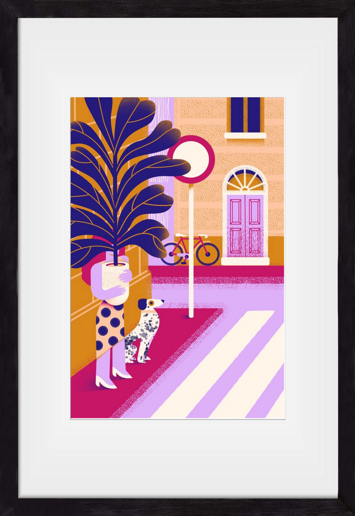 Plantmom and a dalmatian, 30x45 cm (20x30 cm), Fekete keret, paszpartuval