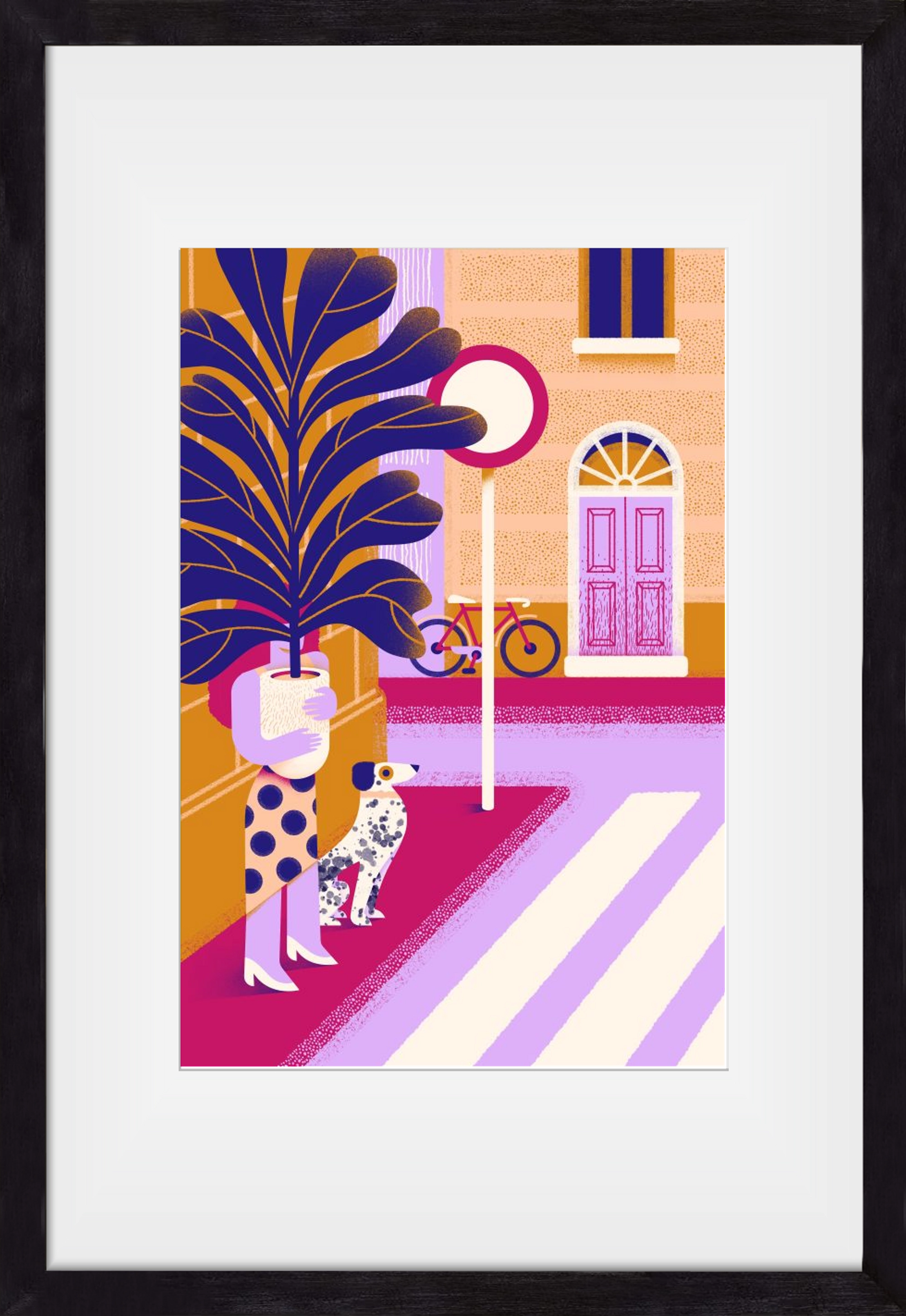 Plantmom and a dalmatian, 30x45 cm (20x30 cm), Fekete keret, paszpartuval