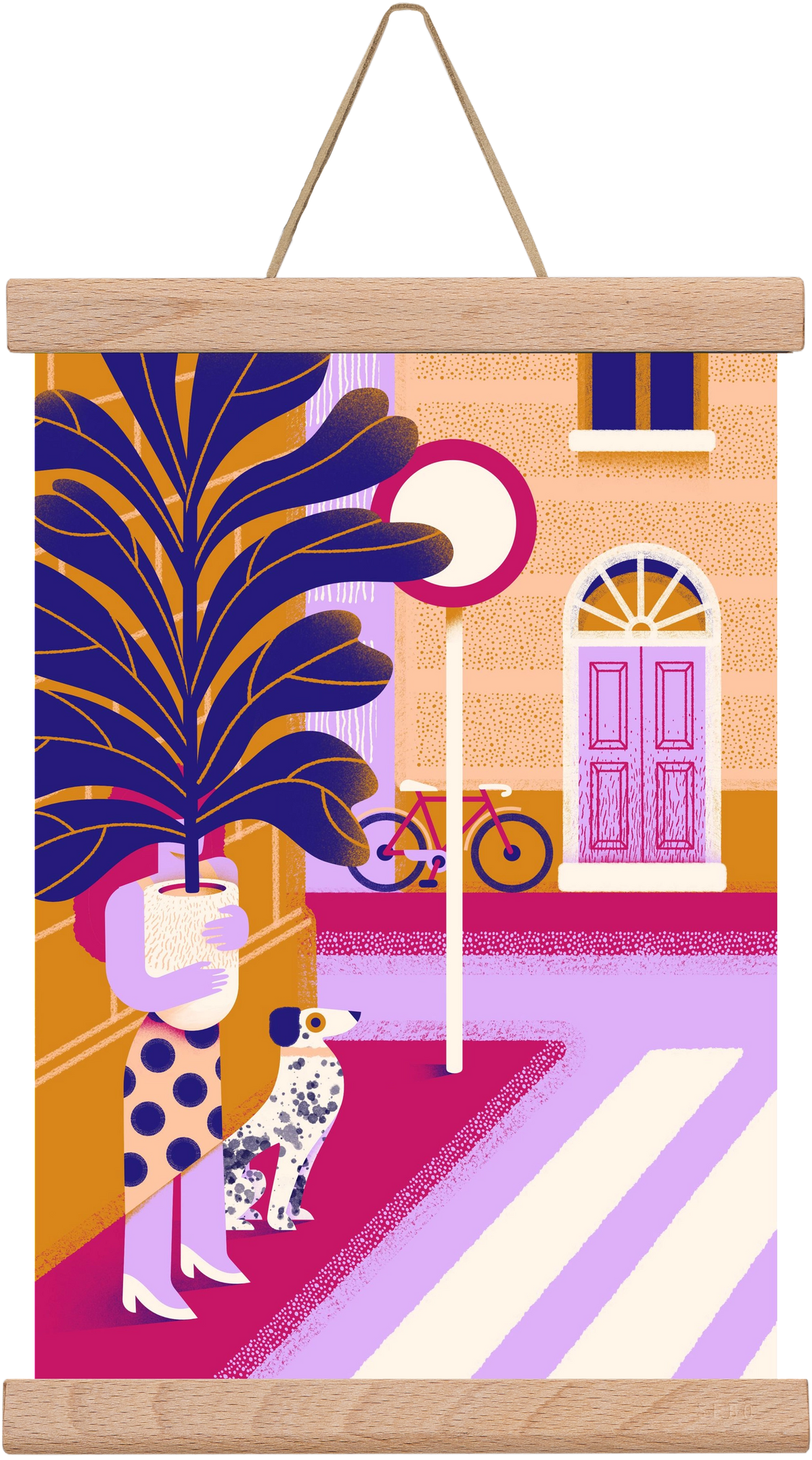 Plantmom and a dalmatian, 20x30 cm (20x30 cm), Tölgy akasztó