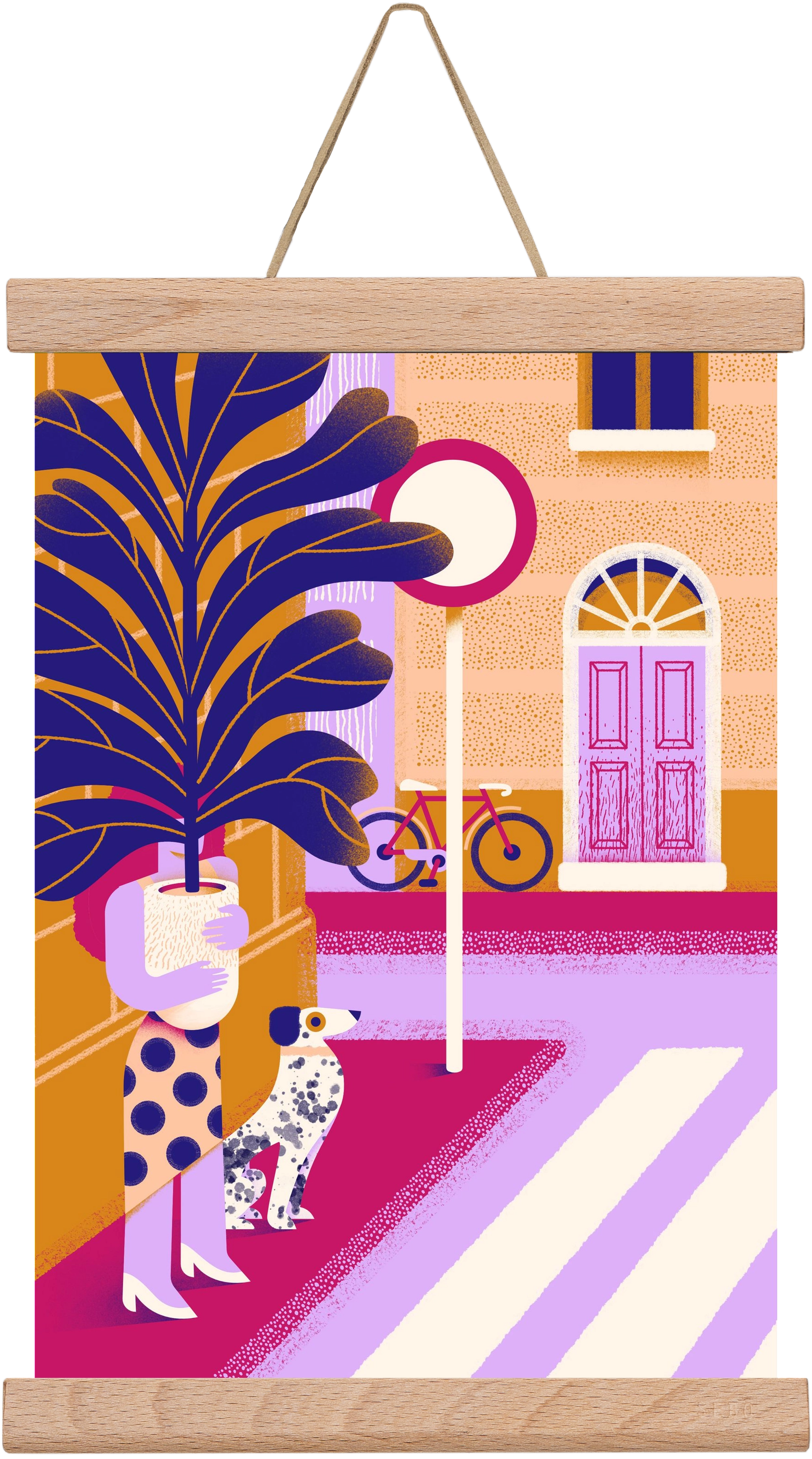 Plantmom and a dalmatian, 20x30 cm (20x30 cm), Tölgy akasztó