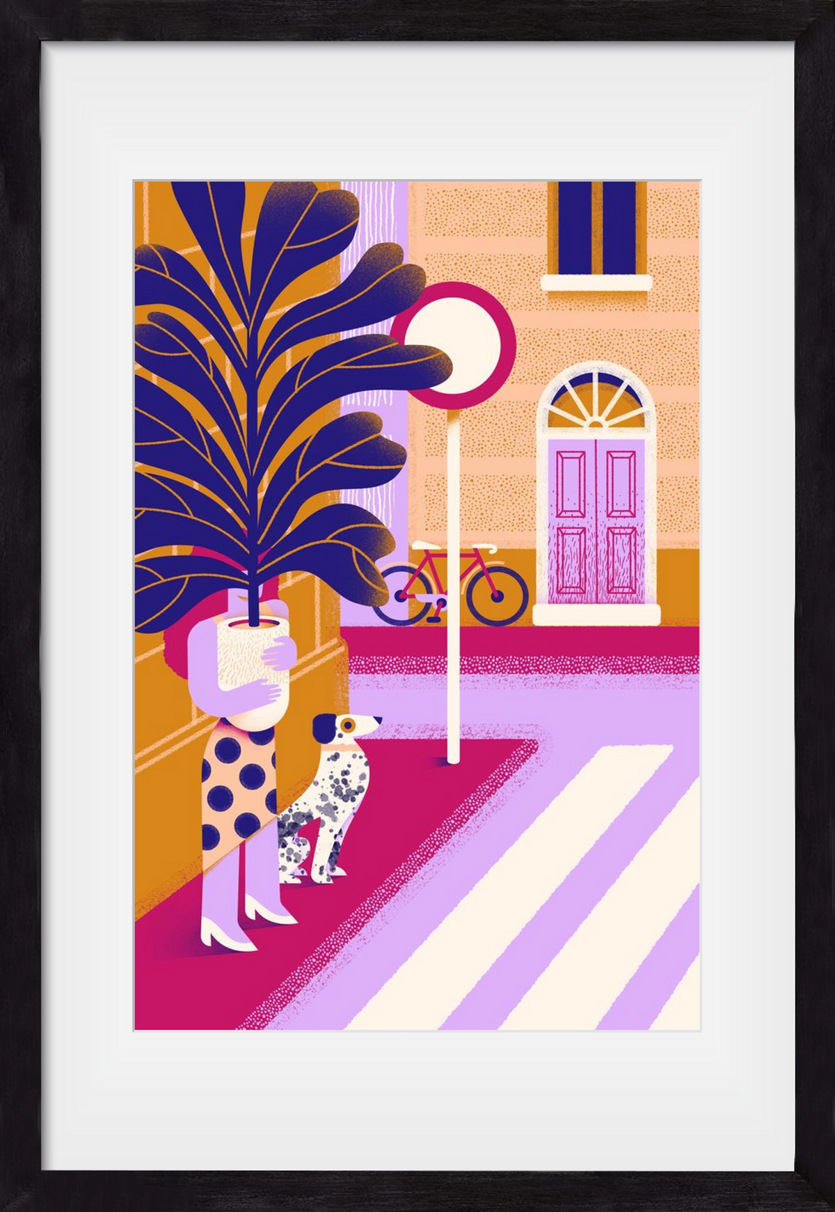 Plantmom and a dalmatian, 40x60 cm (30x45 cm), Fekete keret, paszpartuval