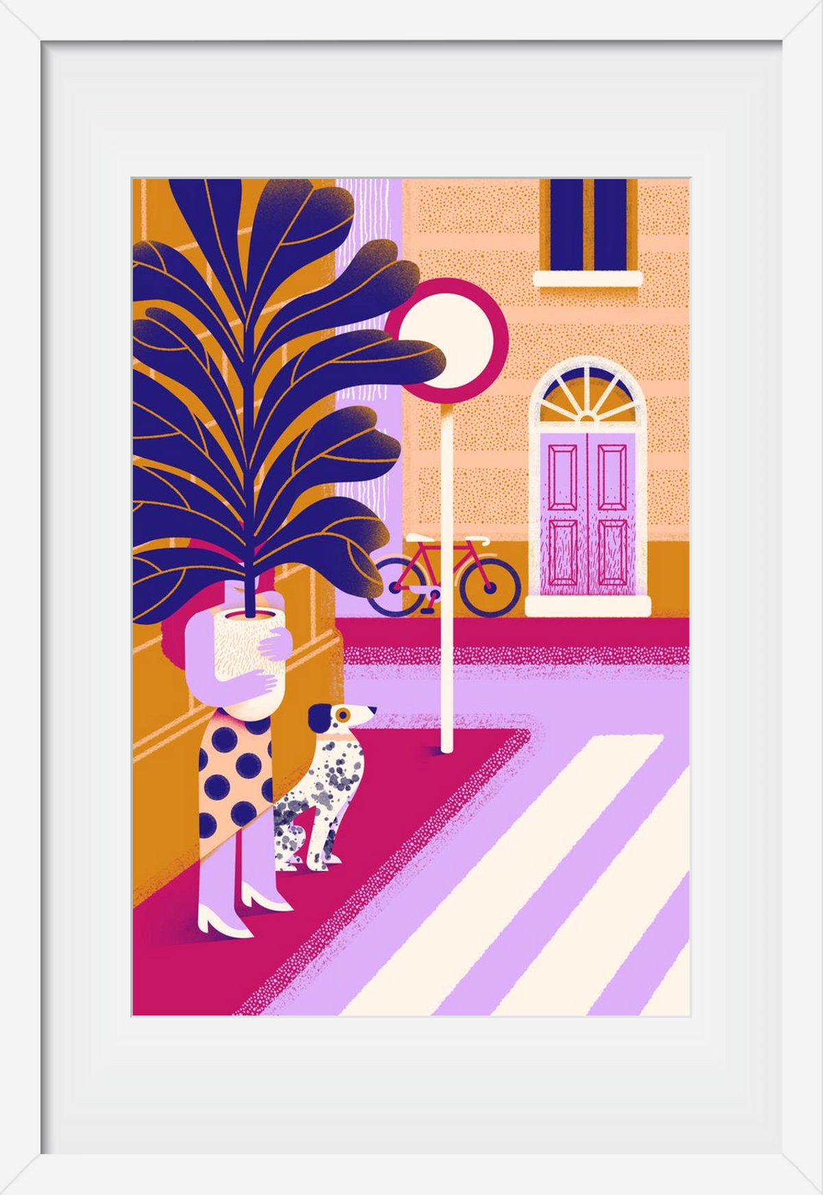 Plantmom and a dalmatian, 40x60 cm (30x45 cm), Fehér keret, paszpartuval