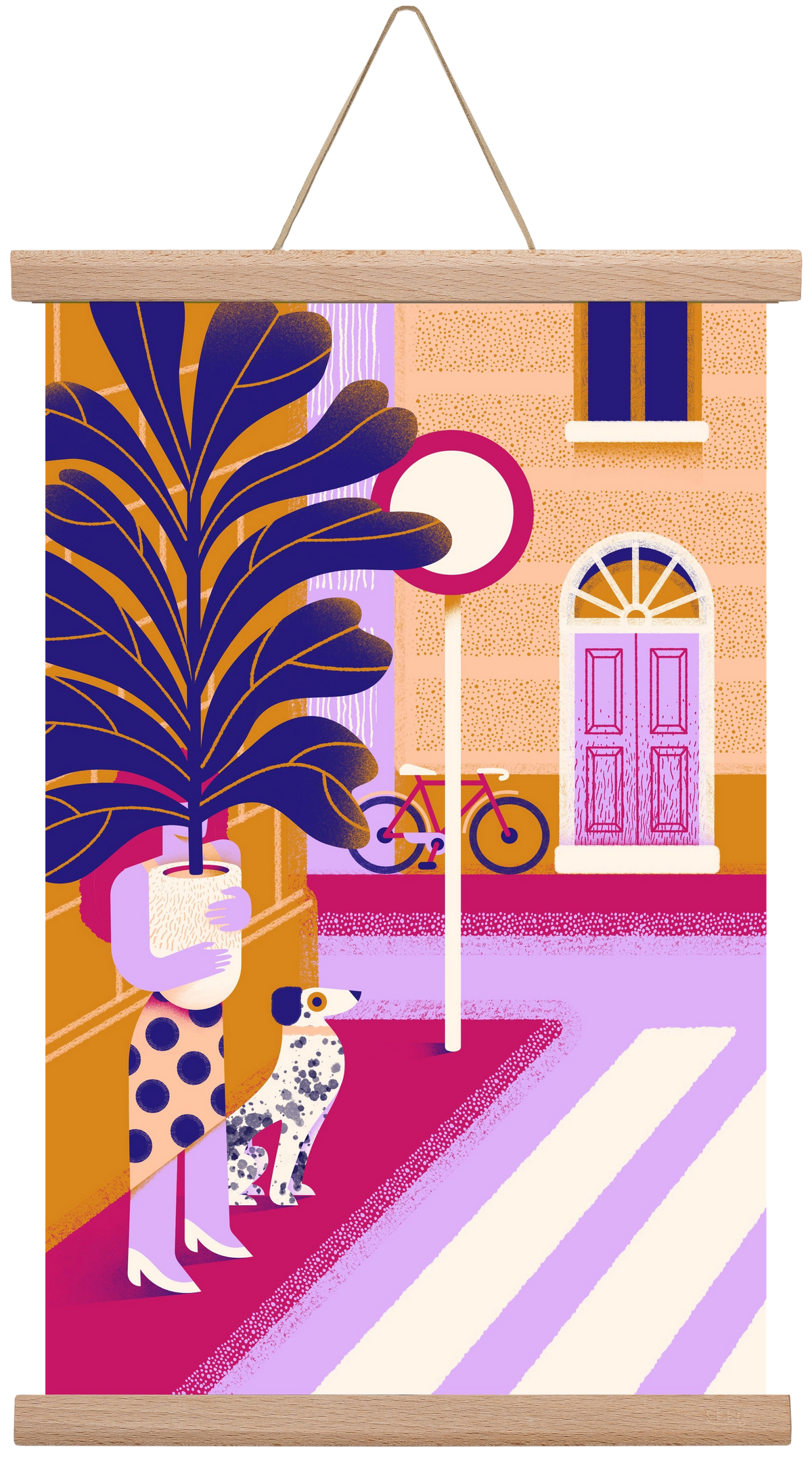 Plantmom and a dalmatian, 30x45 cm (30x45 cm), Tölgy akasztó