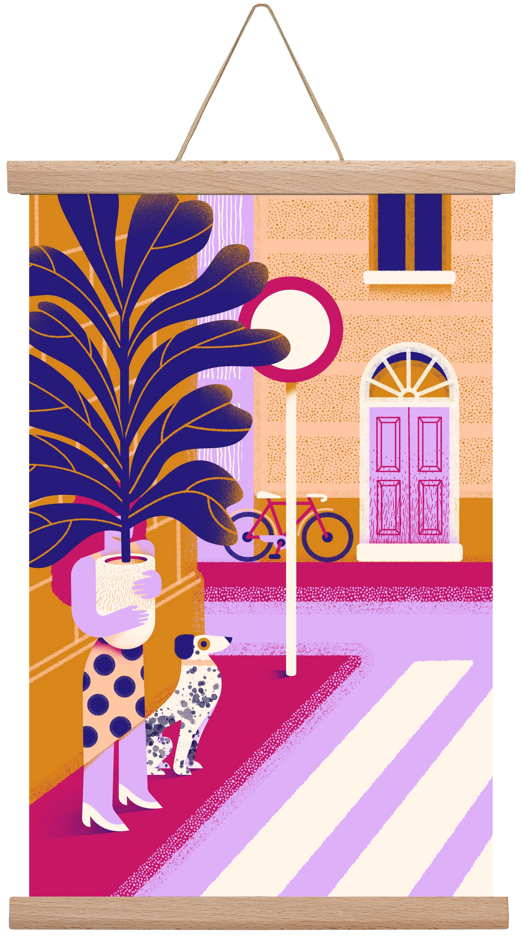 Plantmom and a dalmatian, 30x45 cm (30x45 cm), Tölgy akasztó