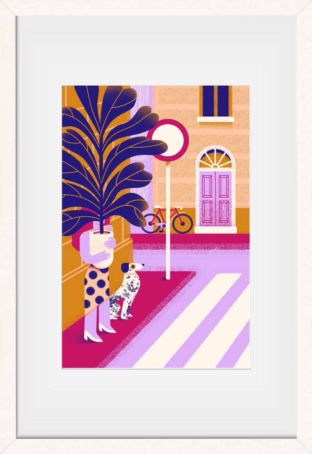 Plantmom and a dalmatian, 30x45 cm (20x30 cm), Fehér keret, paszpartuval