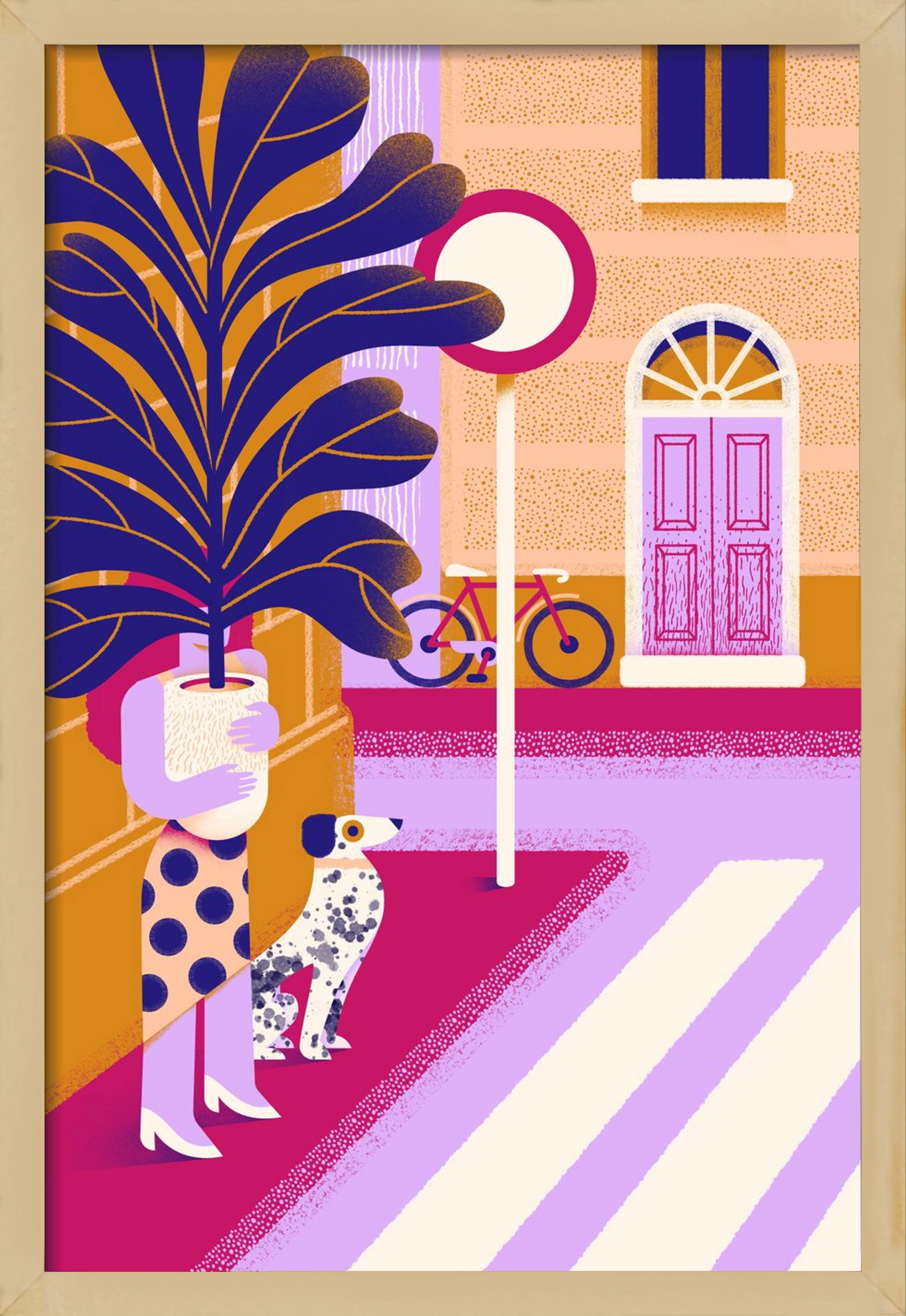 Plantmom and a dalmatian, 30x45 cm (30x45 cm), Tölgy keret