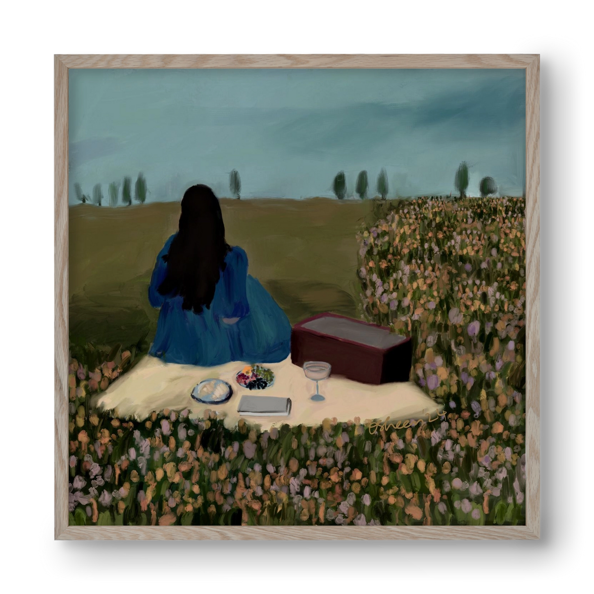  A SOLO PICNIC DATE, 40x40 cm (40x40 cm), Tölgy keret