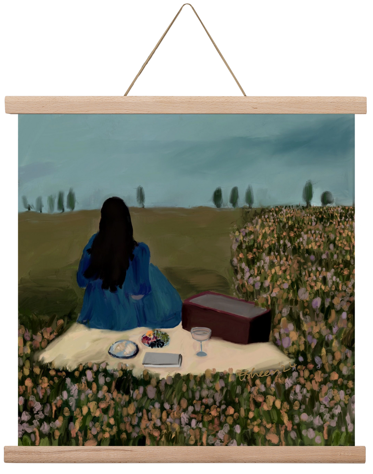  A SOLO PICNIC DATE, 40x40 cm (40x40 cm), Tölgy akasztó