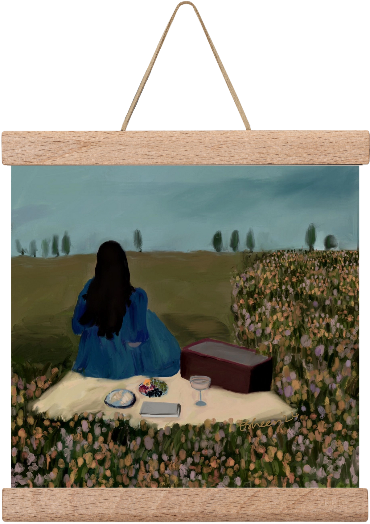  A SOLO PICNIC DATE, 20x20 cm (20x20 cm), Tölgy akasztó