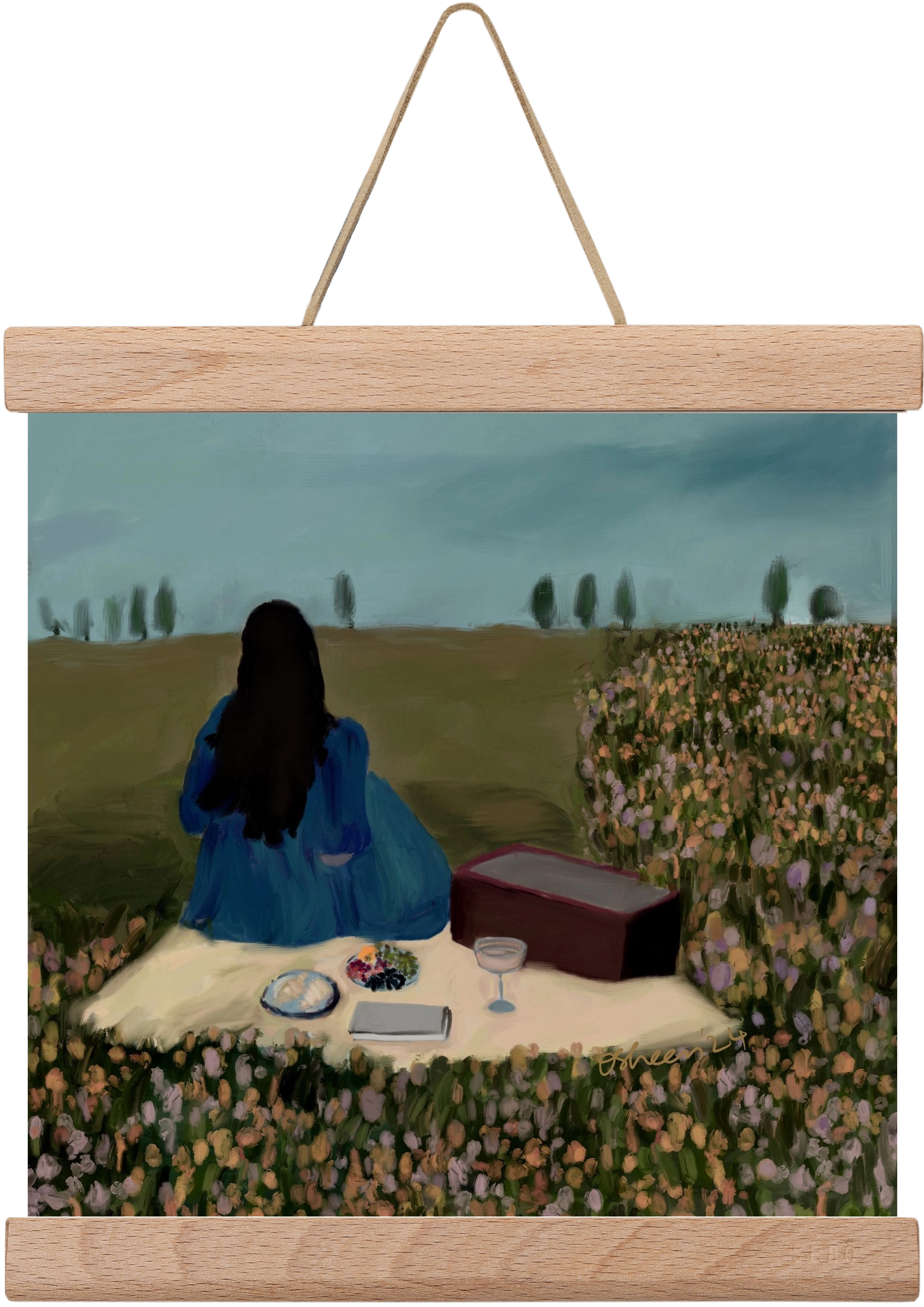 A SOLO PICNIC DATE, 20x20 cm (20x20 cm), Tölgy akasztó