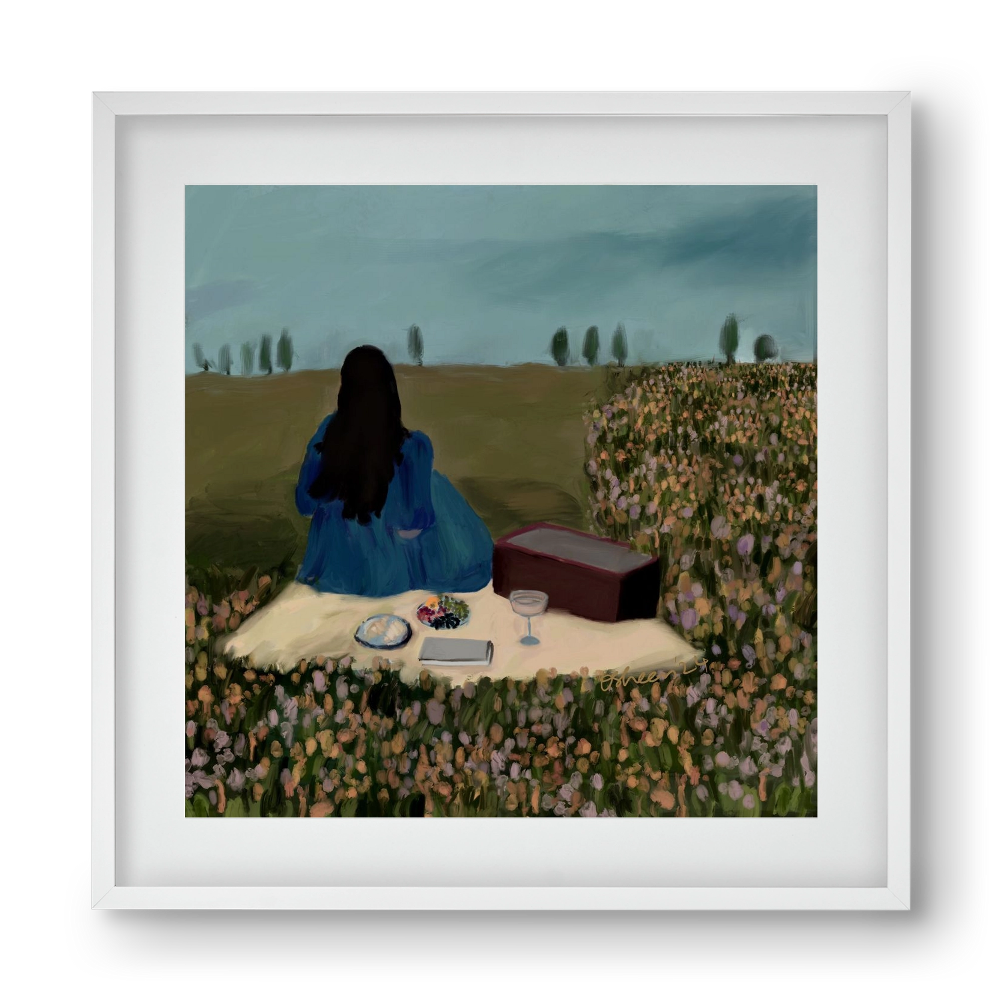  A SOLO PICNIC DATE, 40x40 cm (30x30 cm), Fehér keret, paszpartuval