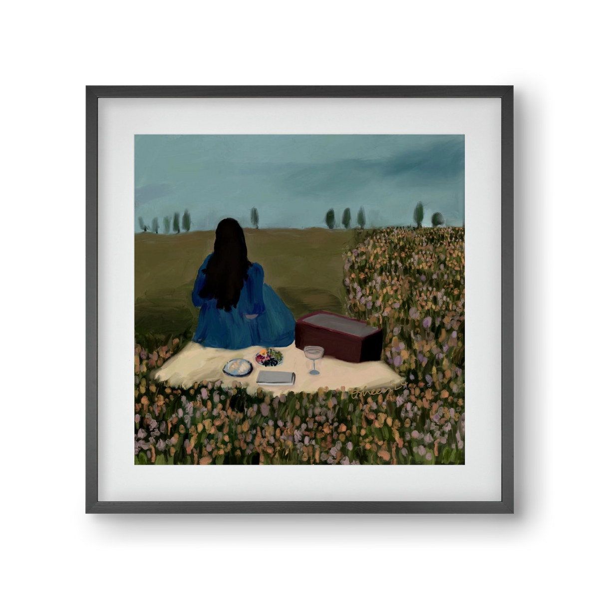  A SOLO PICNIC DATE, 30x30 cm (20x20 cm), Fekete keret, paszpartuval