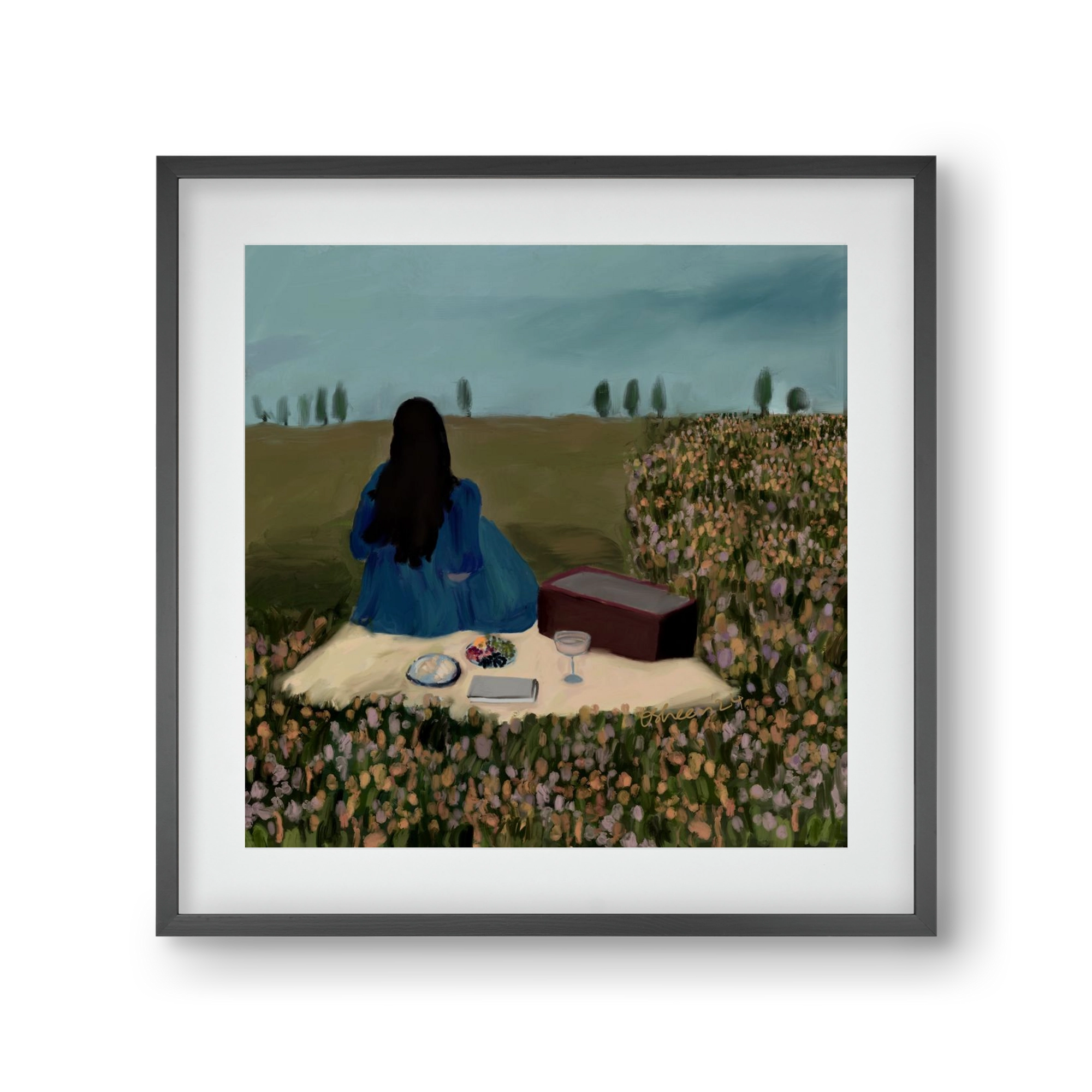  A SOLO PICNIC DATE, 30x30 cm (20x20 cm), Fekete keret, paszpartuval