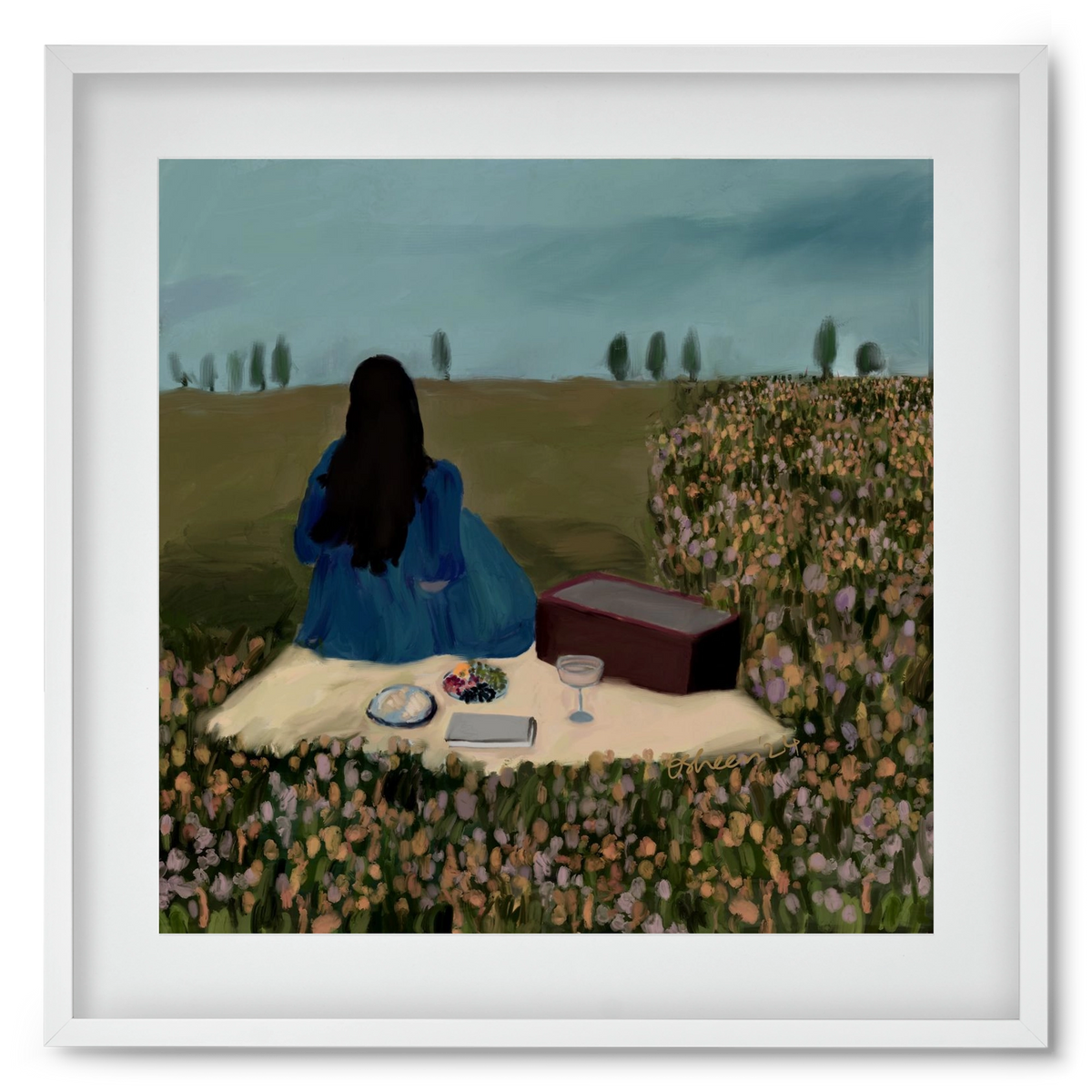  A SOLO PICNIC DATE, 50x50 cm (40x40 cm), Fehér keret, paszpartuval