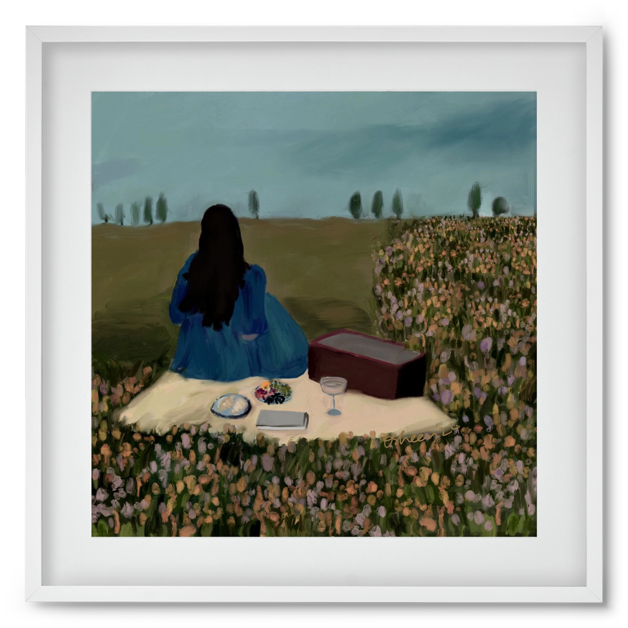  A SOLO PICNIC DATE, 50x50 cm (40x40 cm), Fehér keret, paszpartuval