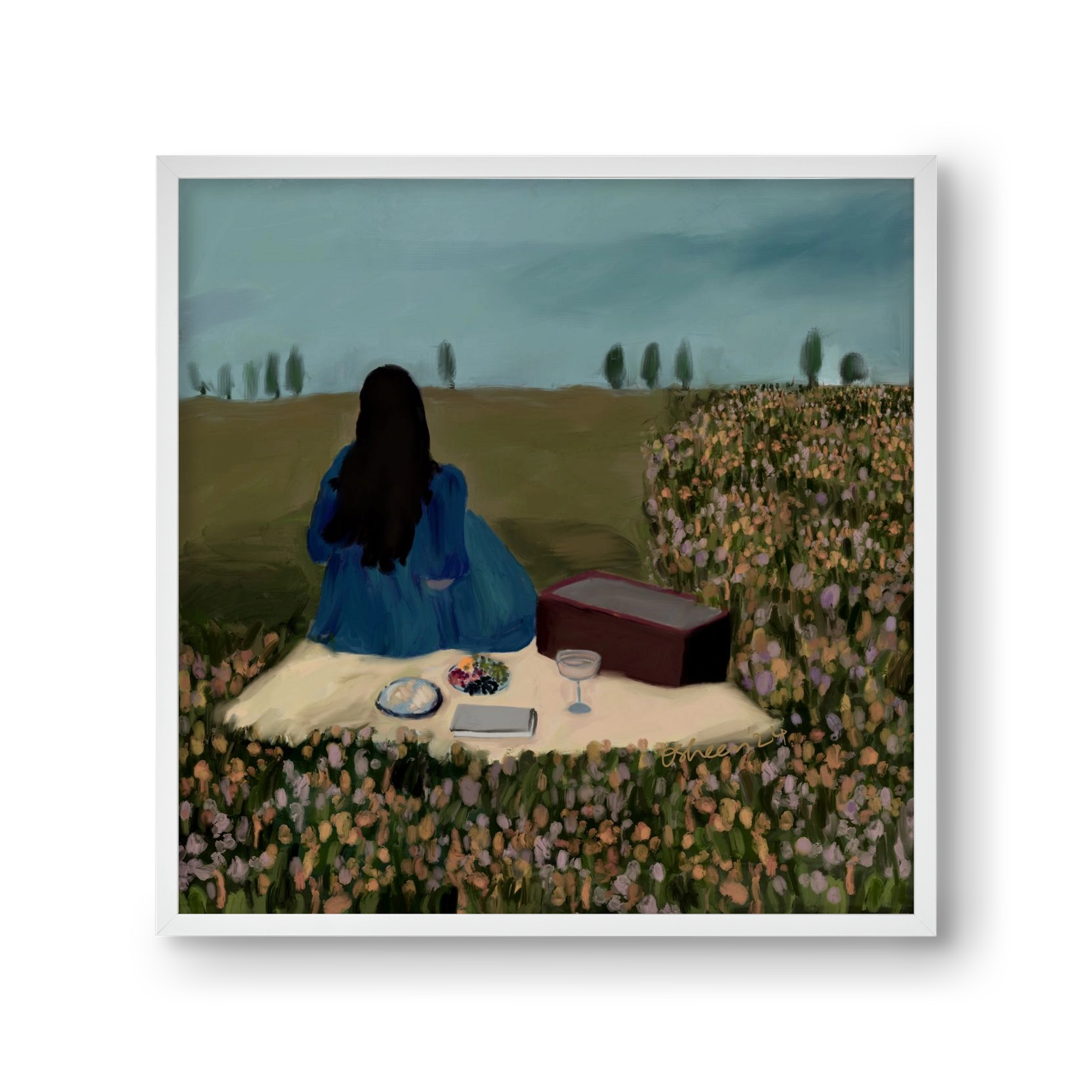  A SOLO PICNIC DATE, 30x30 cm (30x30 cm), Fehér keret