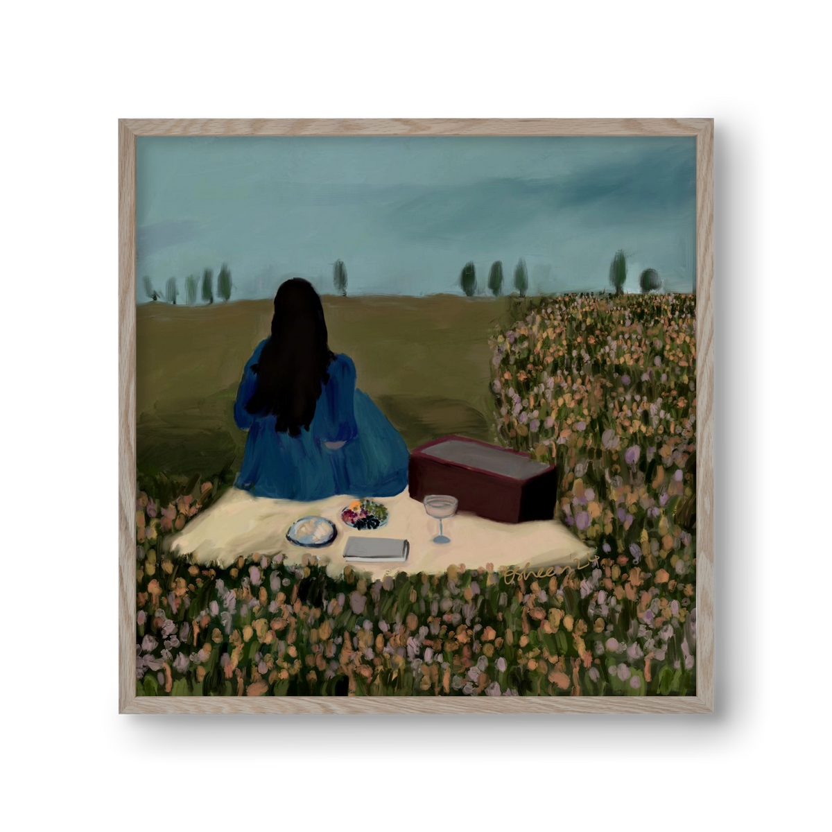  A SOLO PICNIC DATE, 30x30 cm (30x30 cm), Tölgy keret