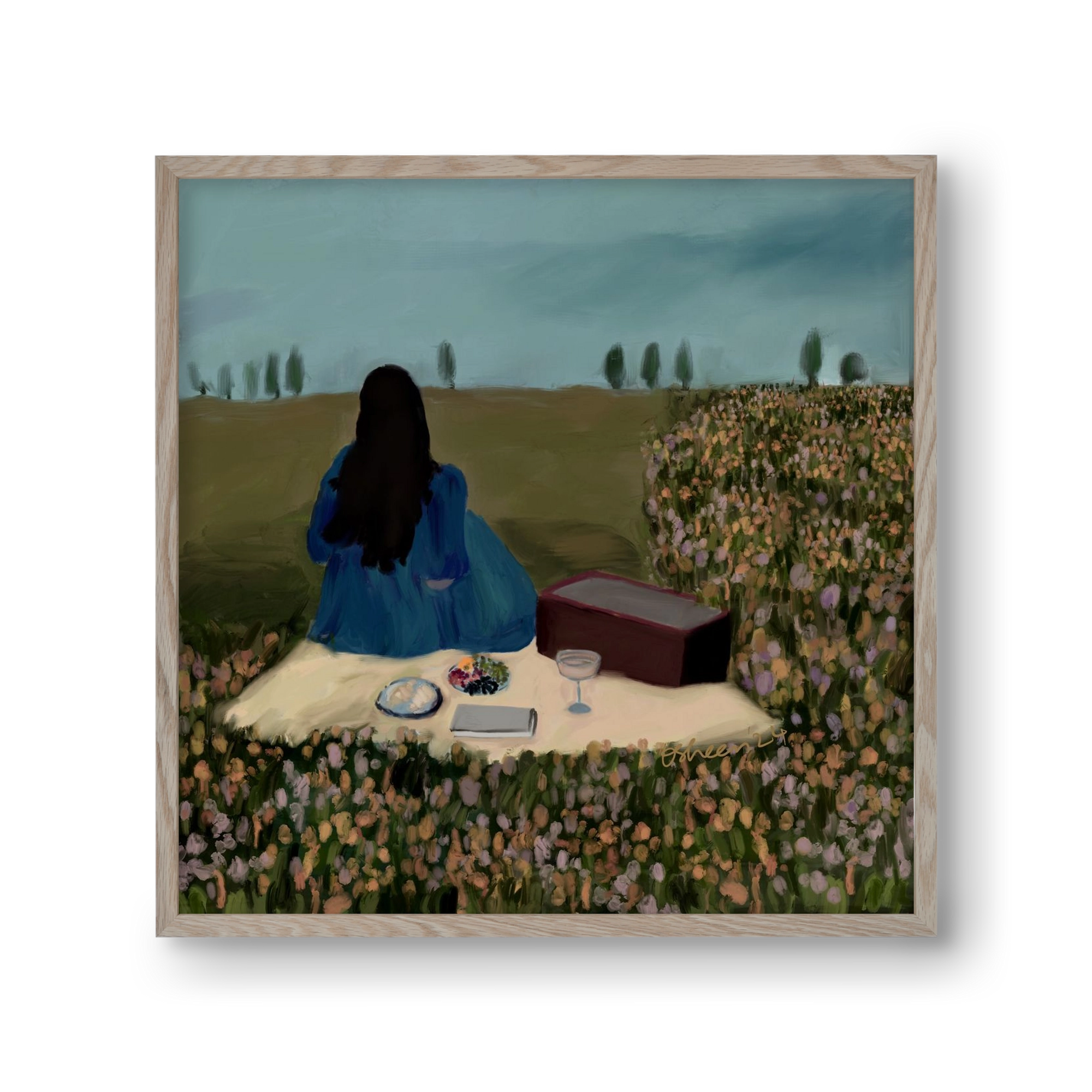  A SOLO PICNIC DATE, 30x30 cm (30x30 cm), Tölgy keret